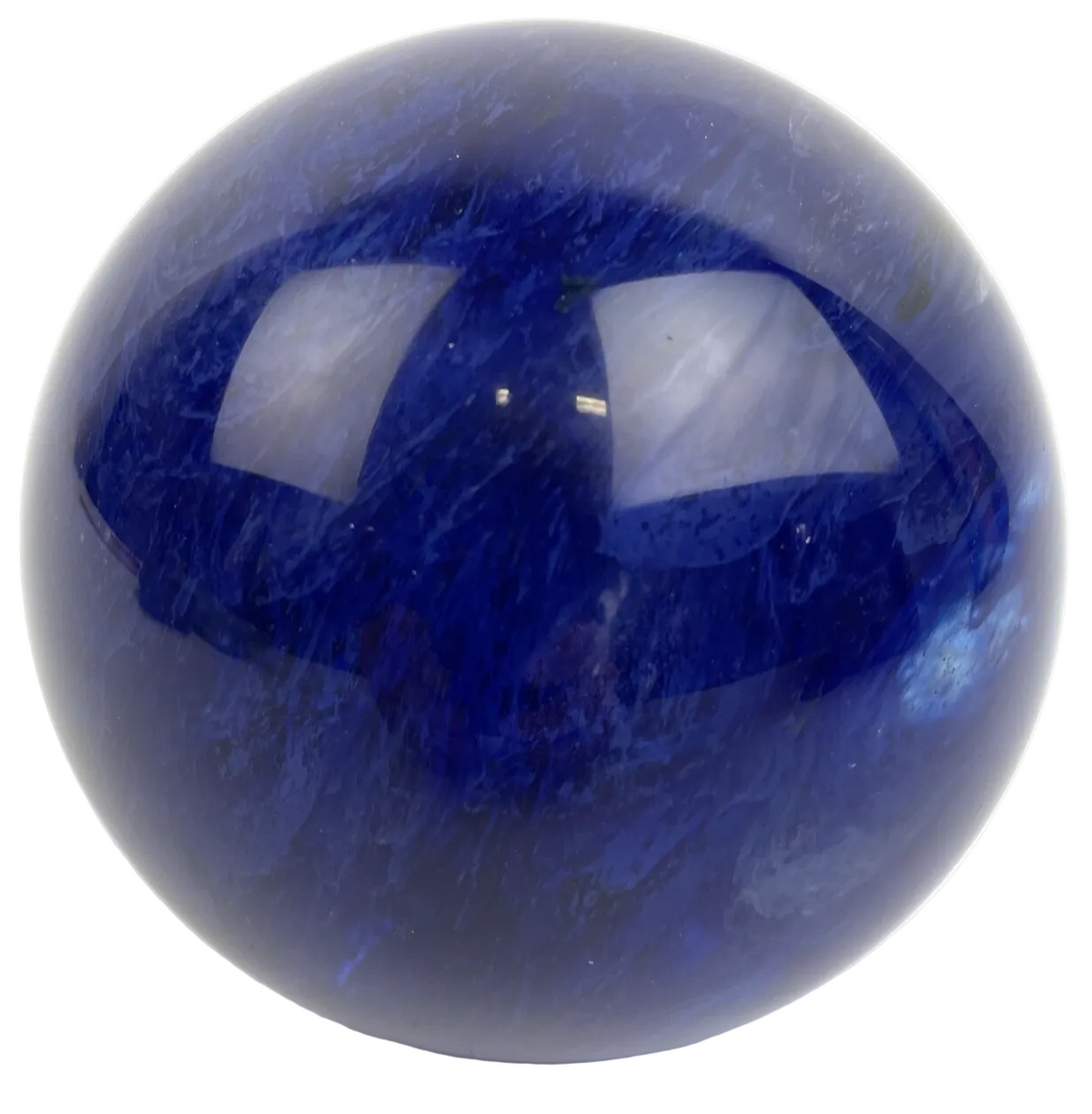 Hand blown cobalt blue crystal art glass paperweight measuring 4 inches and weighing 3.7 lbs.