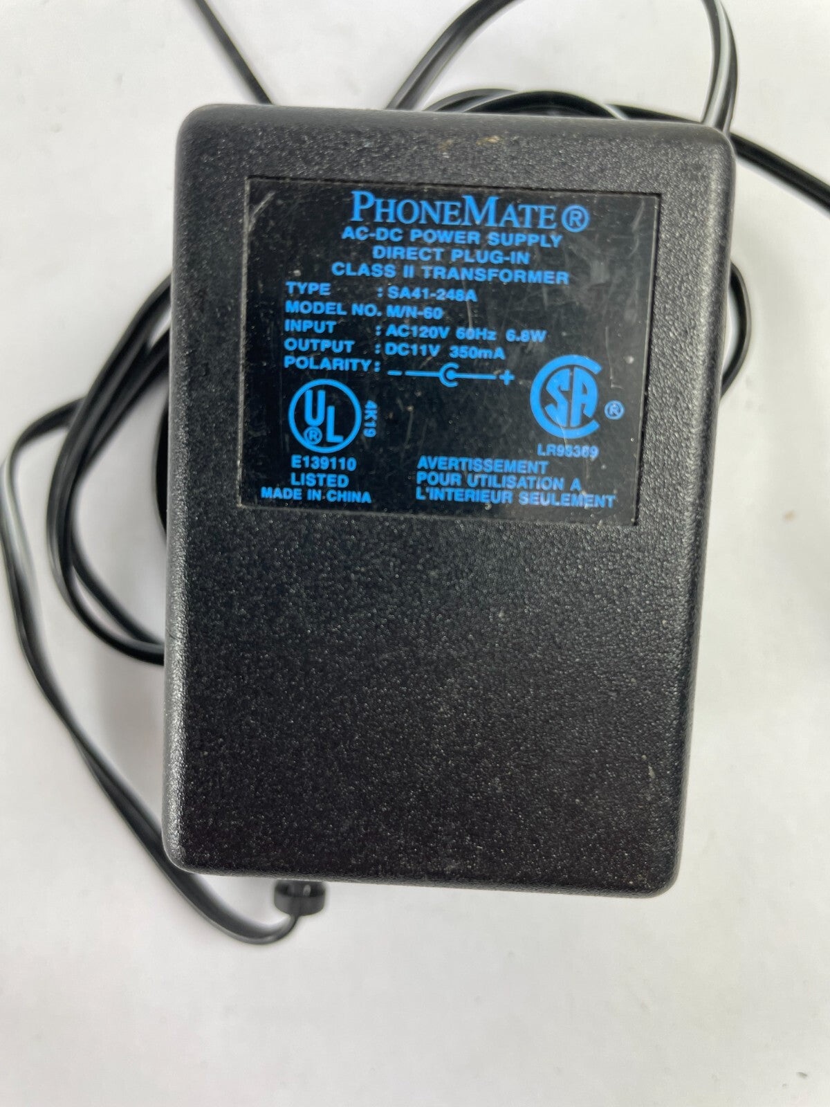 Genuine PhoneMate M/N-60 Ac Adapter Output 11 V 350mA Power Supply Adapter A74