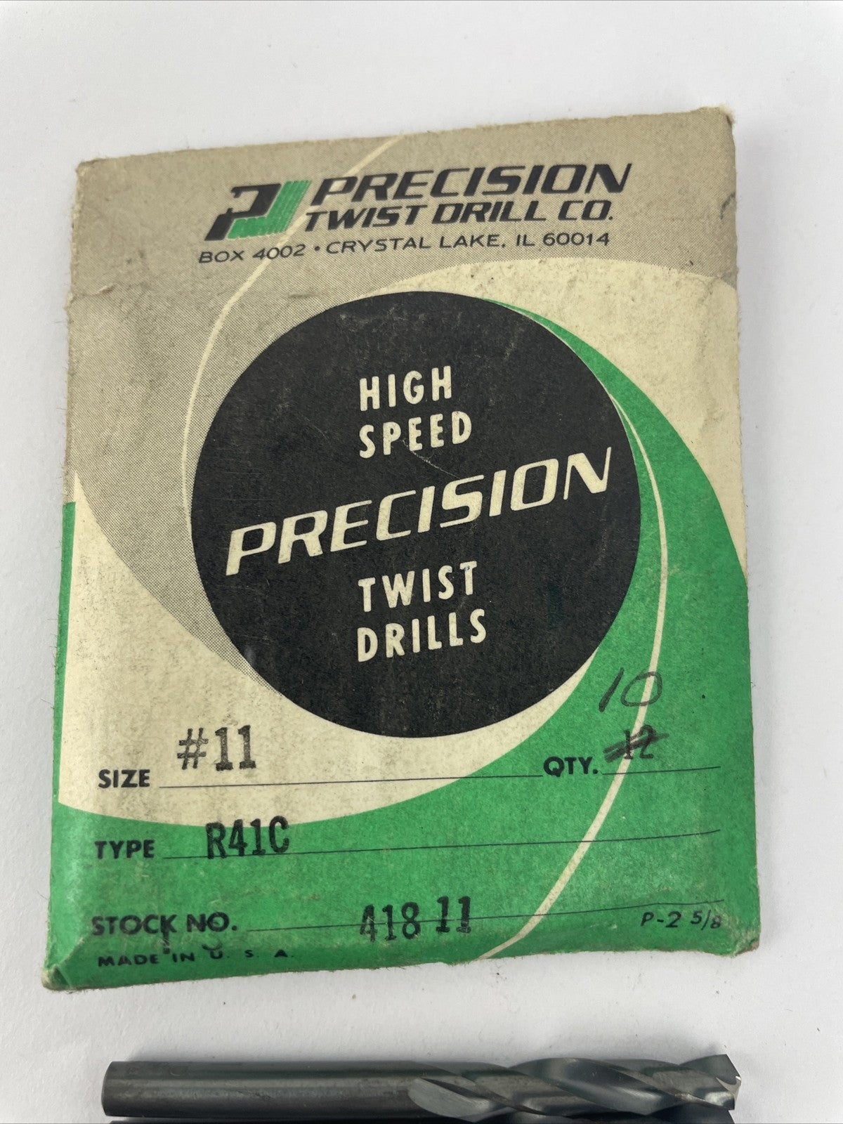 Pack of 10 high-speed precision twist drill bits size #11 R41C NOS