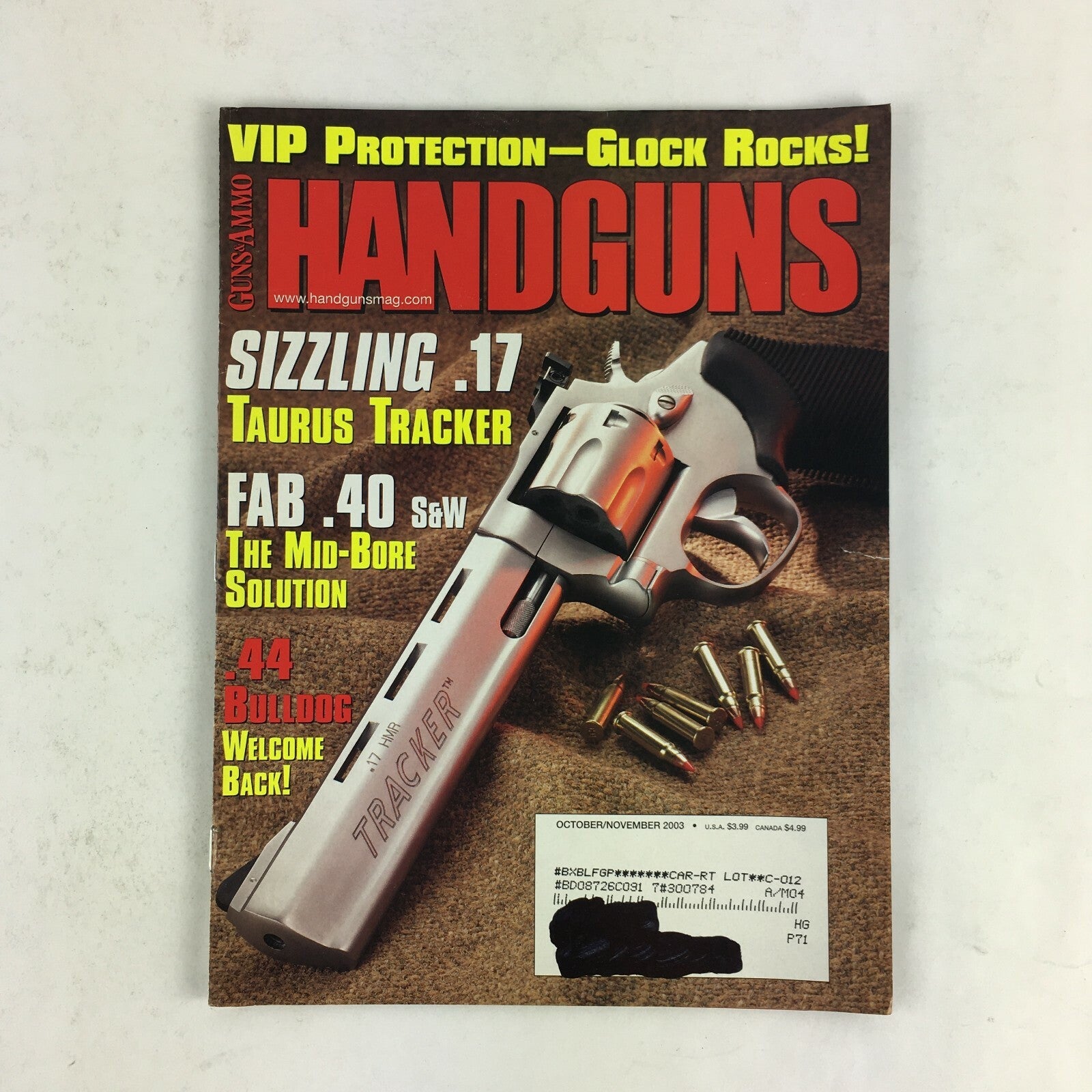 November 2003 Guns&Ammo Magazine Handguns Sizzing .17 Taurus Tracker FAB .40
