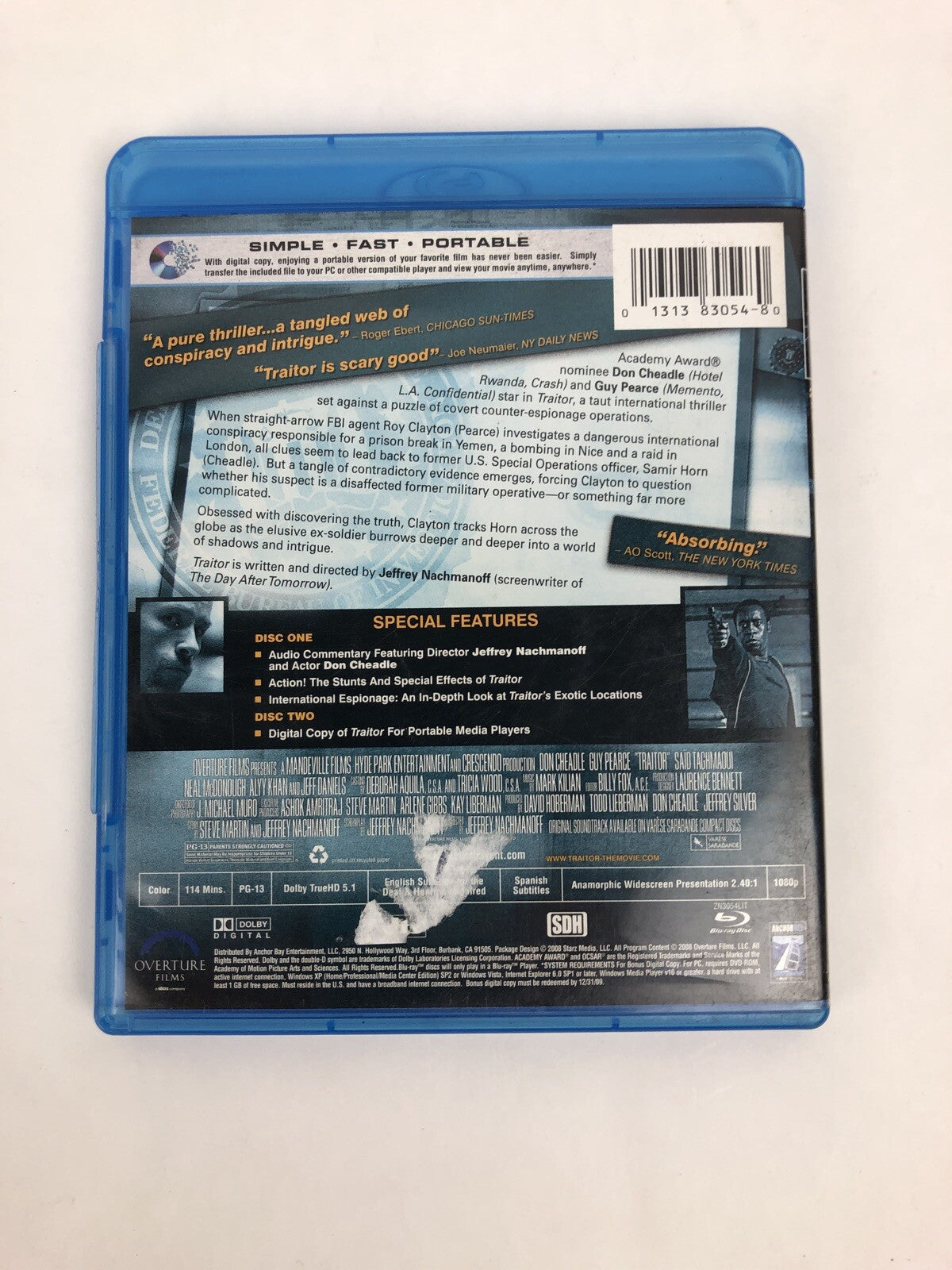 Traitor (Blu-ray Disc, 2008) Don Cheadle Guy Pearce - Fast Free Shipping