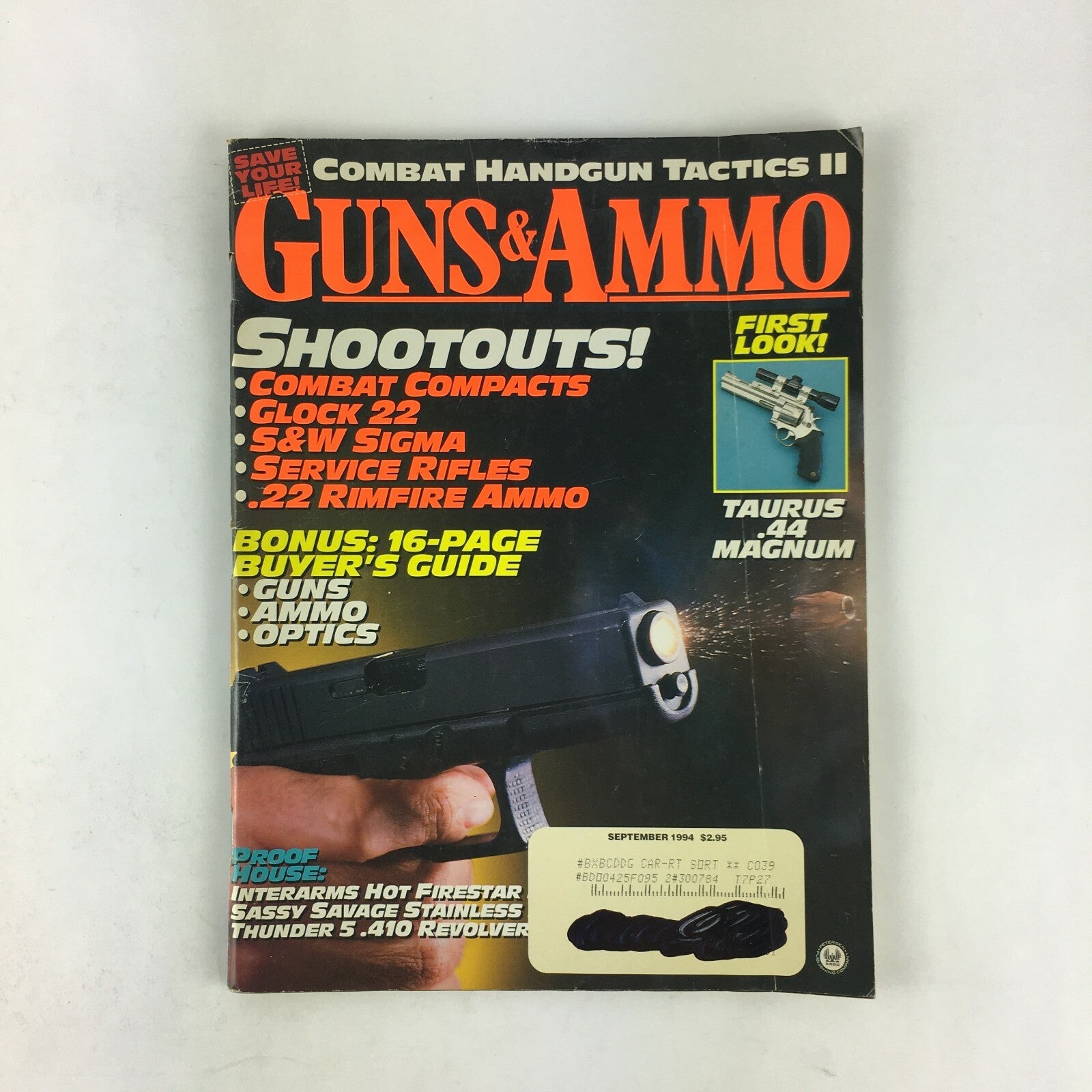 September 1994 Guns & Ammo Magazines Combat Compacts Glock 22 Taurus .44 Magnum