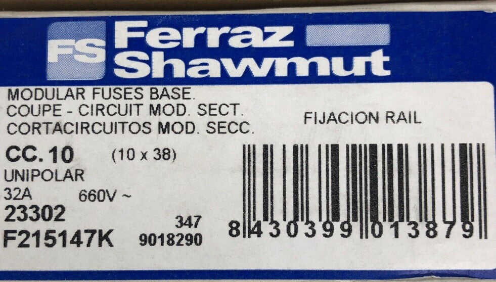 Ferraz Shawmut Modular Fuse Base CC.10 32A 660V 10x38 F215147 - FSTSHP