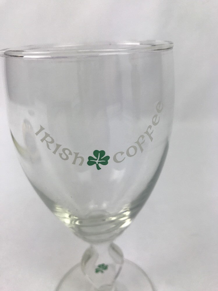 Irish Coffee glass shamrock on stem 6" tall Irish Creme Coffee