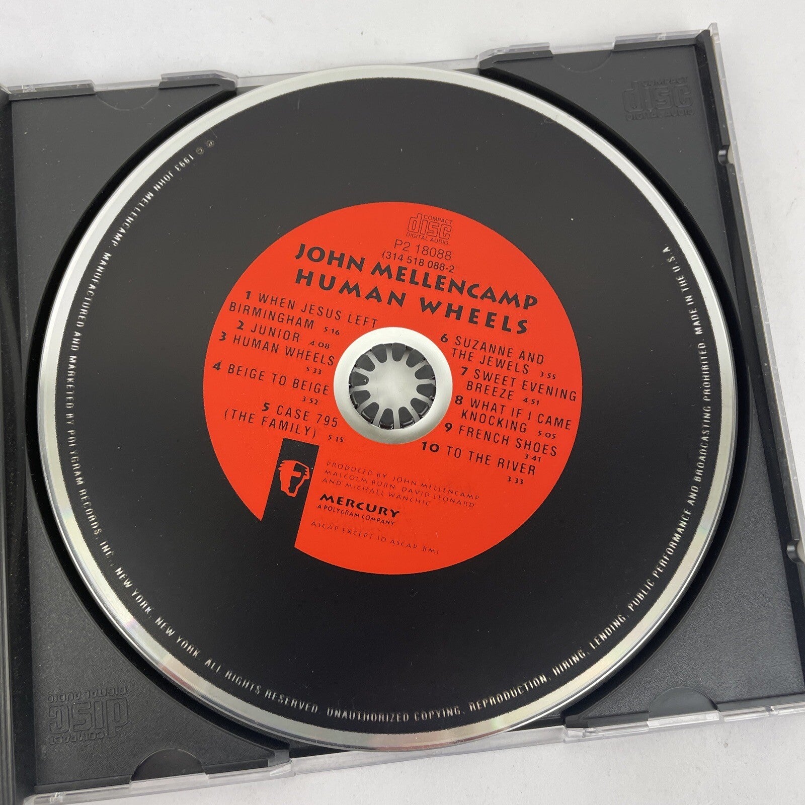 John Mellencamp “Human wheels” (Digital Audio CD) 1993 10 Tracks - VGC