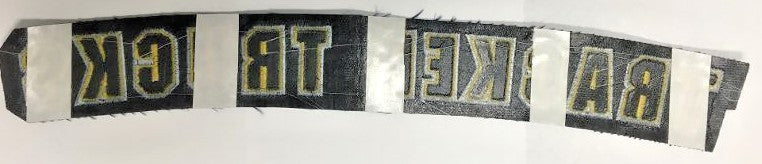 Tracker Trucks vintage embroidered skateboard patch measuring 14.5 x 2 inches.