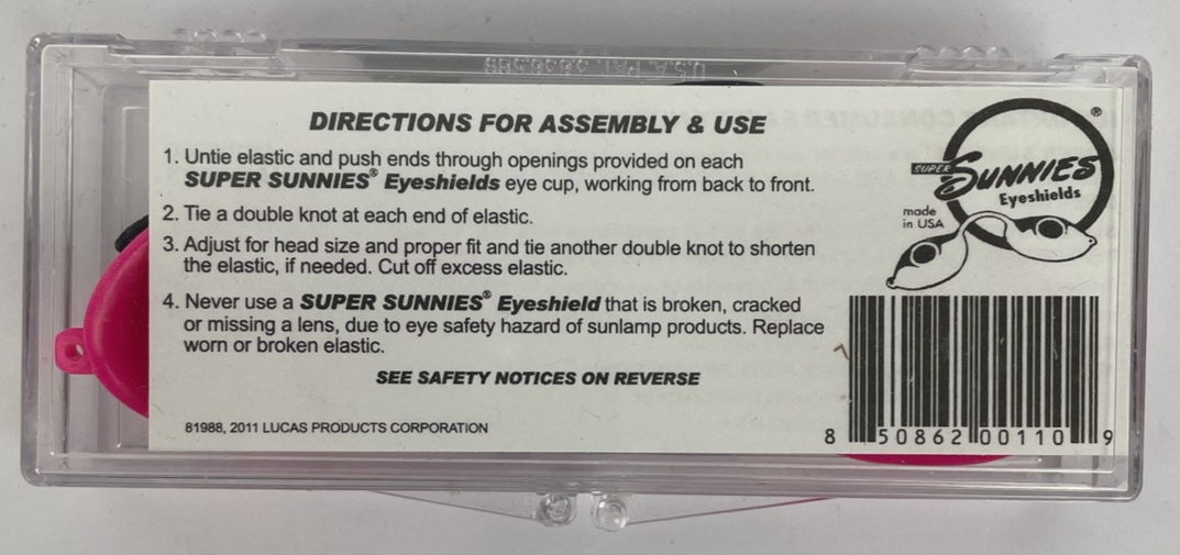 Super Sunnies UV Eye Protection Goggles for Tanning Red Light Therapy Pink