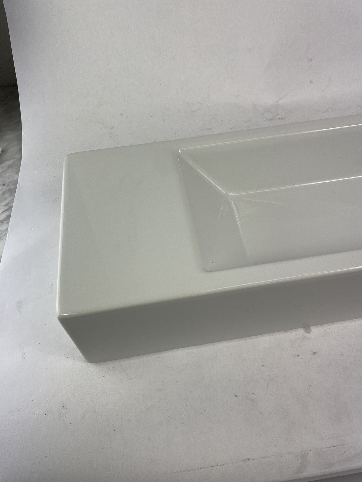 Catalano long rectangular wall mounted ceramic sink 39.5 inch modern bathroom basin white