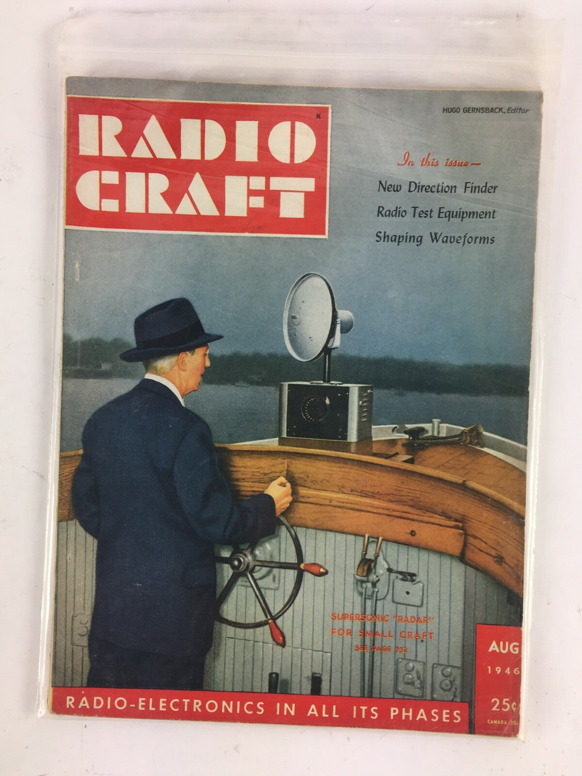 August 1946 Radio Craft Hugo Gernsback Magazine Supersonic Radar for Small Craft