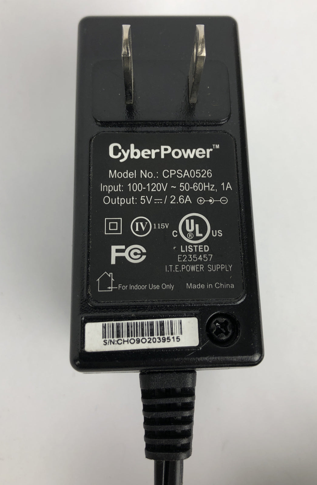CyberPower CPSA0526 Power Supply 5V 2.6a AC Adapter (Straight Round Tip) A63