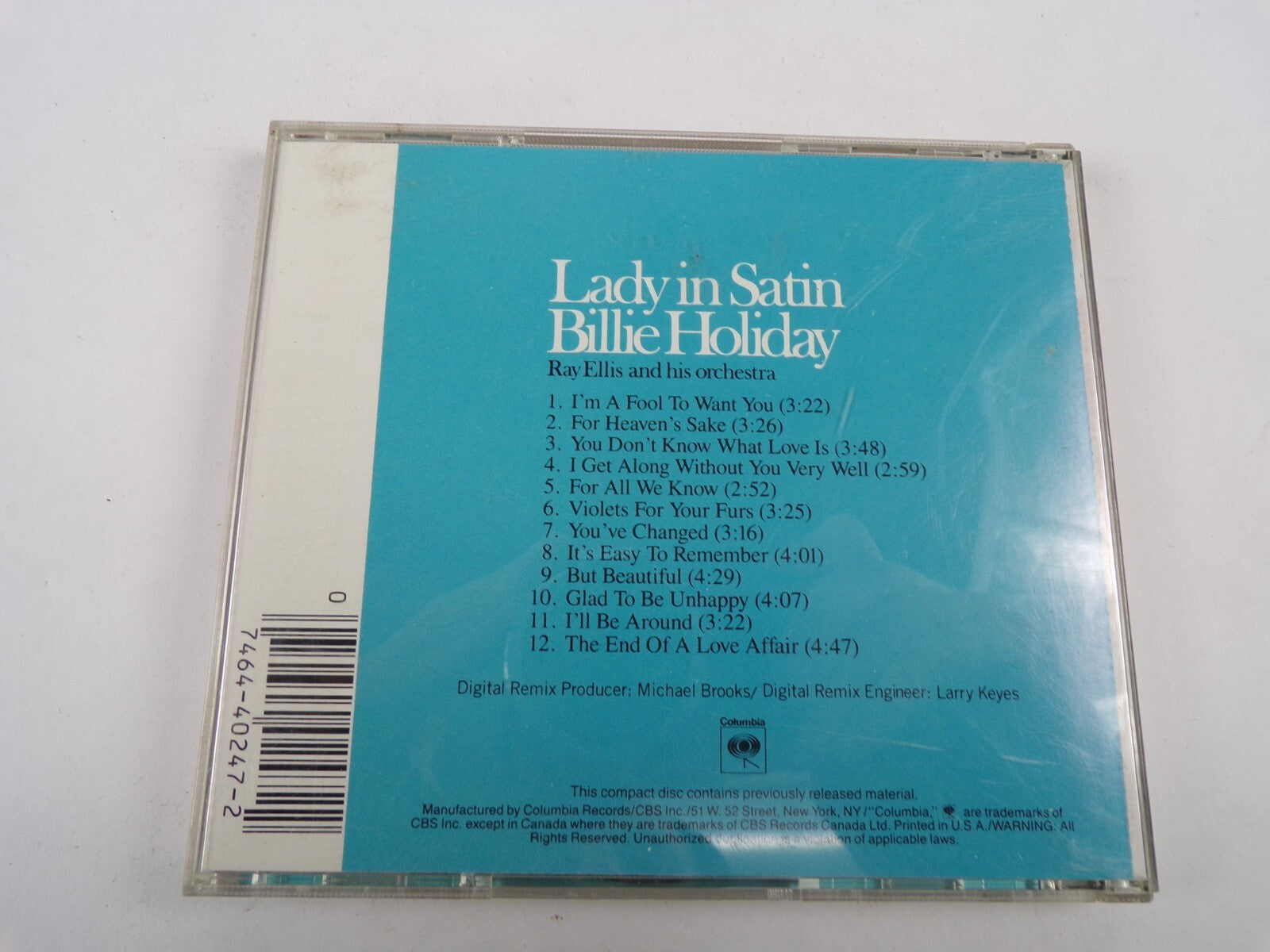 Billie Holiday Lady In Satin I'm A Fool To Want You For All We Know CD#1