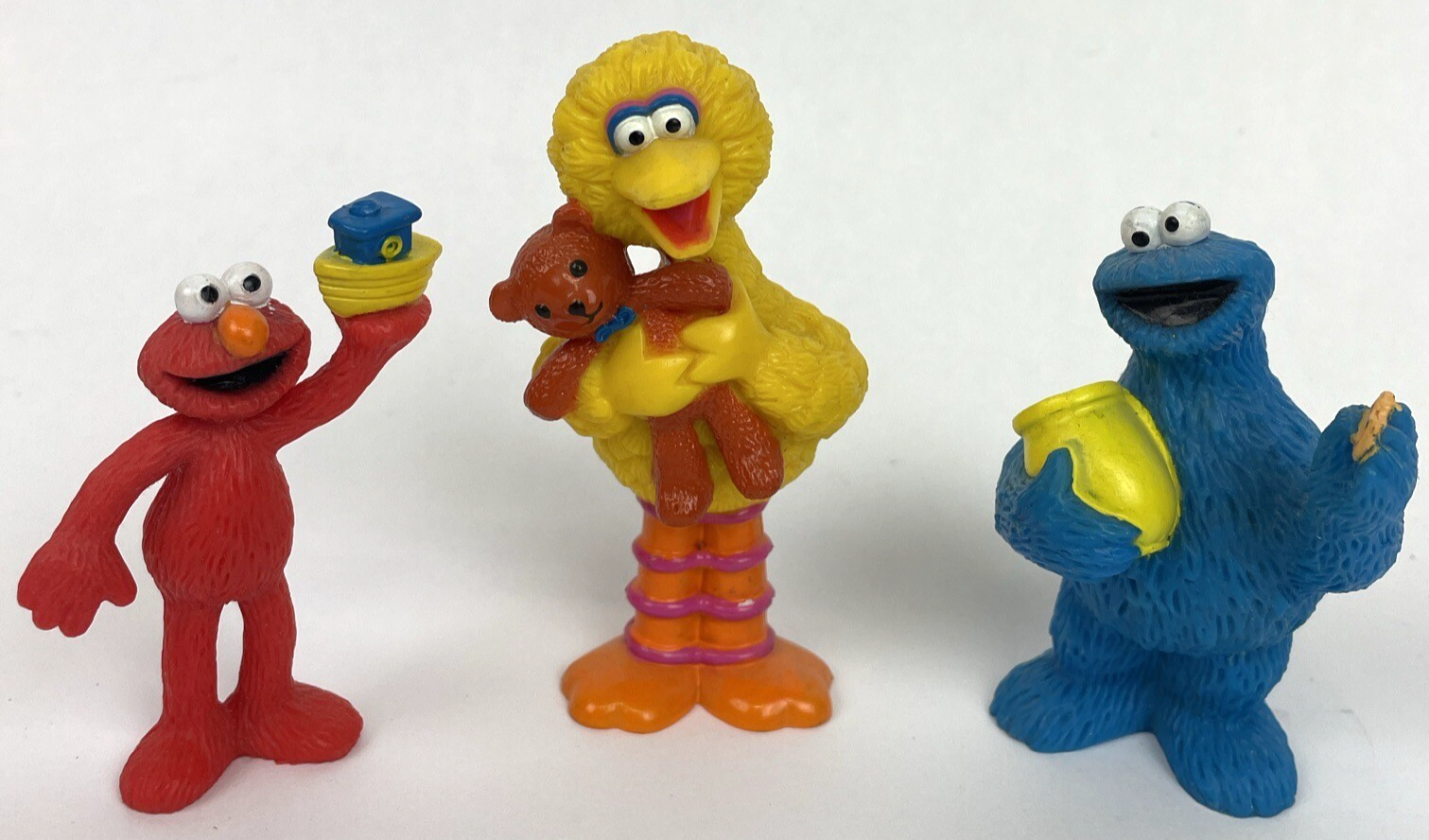 3 x Sesame Street 3” Figures Figurines Cake Topper Elmo Big Bird Cookie Monster