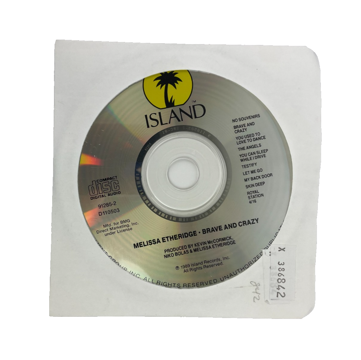 Melissa Etheridge - Brave And Crazy Digital Audio CD Island Records 1989