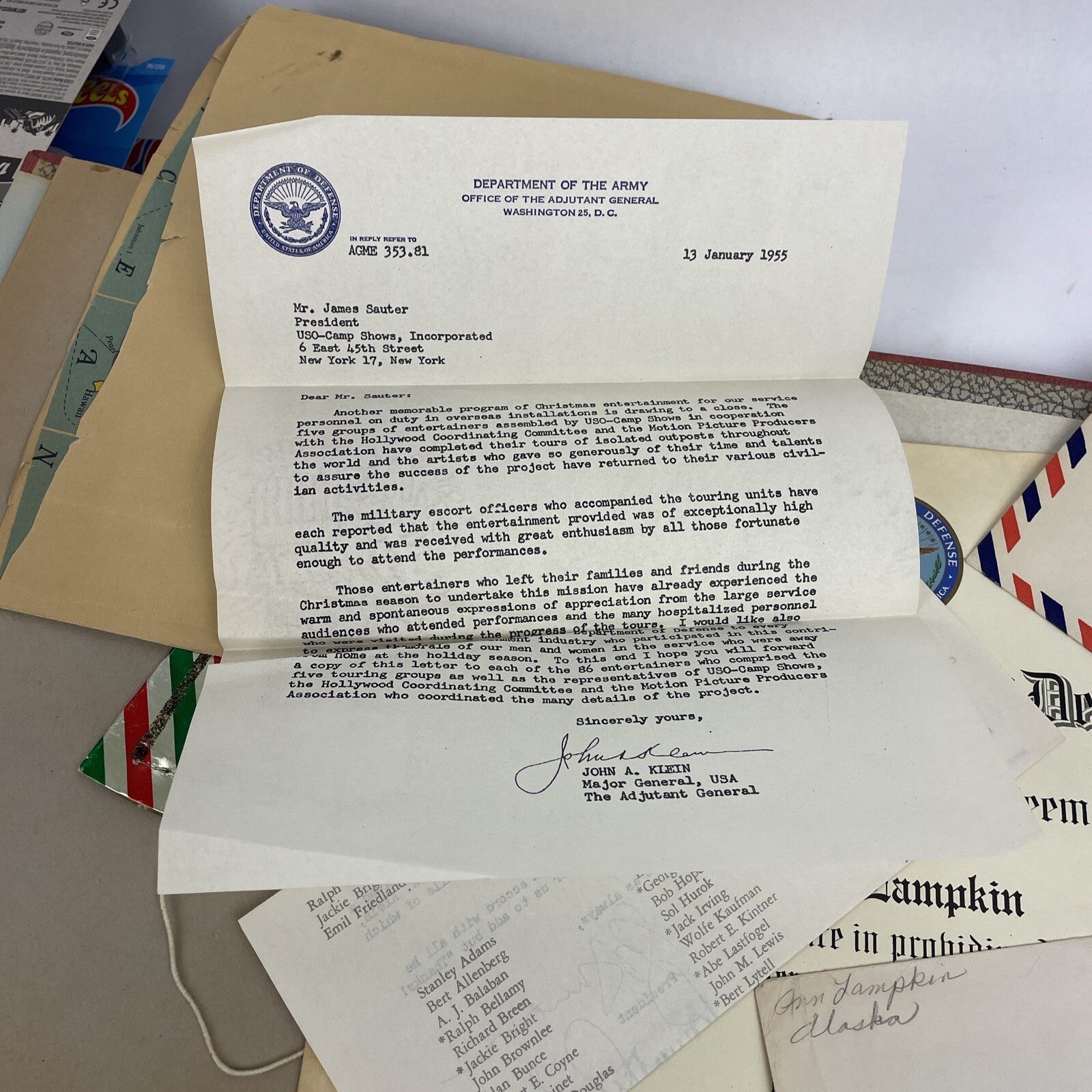 U.S.O. 1954/55 Scrapbook From " Operation Snowball " Alaska U.S.O Christmas Show