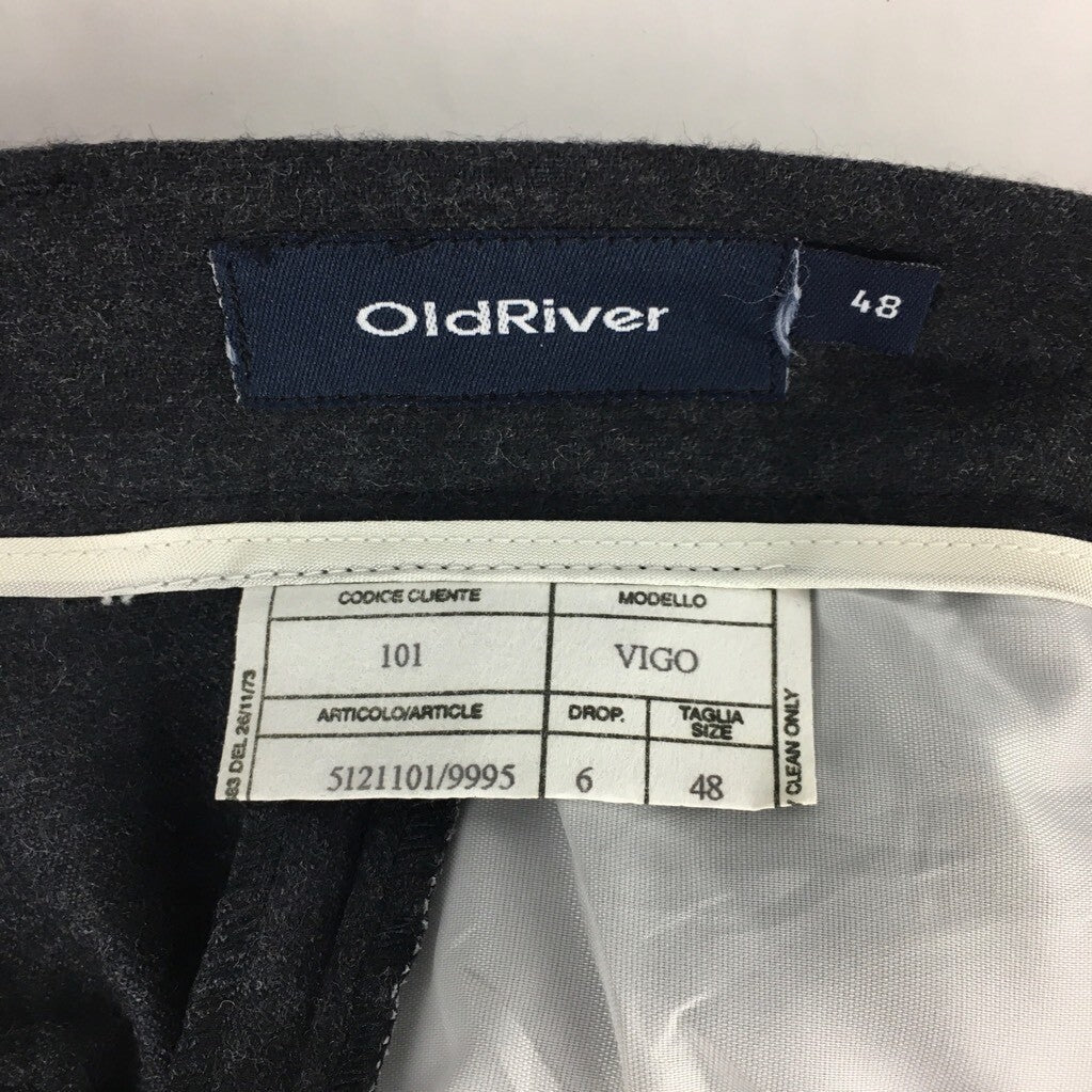 Old River Mens Dress Pants Black Flat Front Flap Pockets Virgin Wool US 38 EU 48