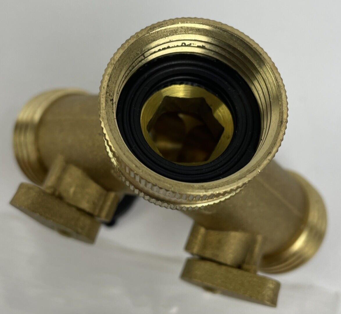 Morvat Heavy Duty Brass 2 way Y Splitter Garden Hose Hexagonal Connector NEW