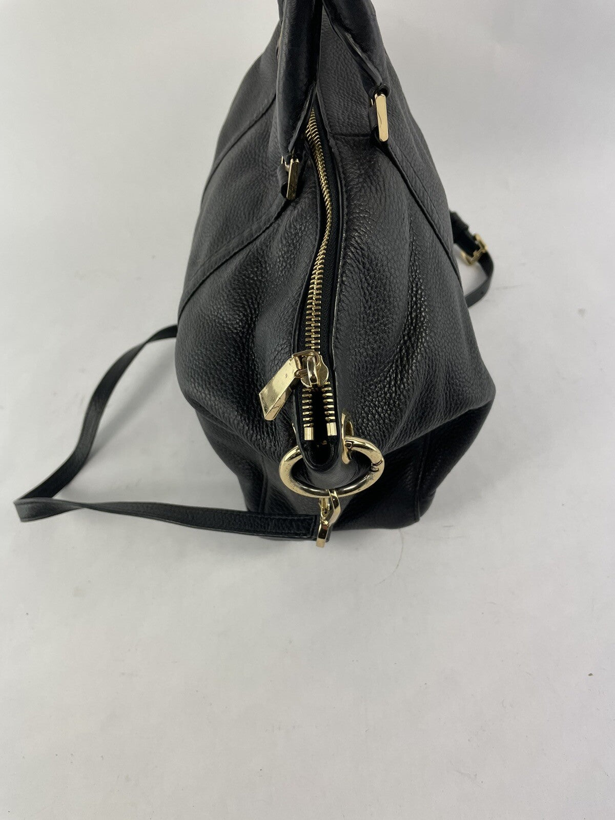 Michael Kors Beckett Large Top Zip Leather Satchel Crossbody Bag Black # 30T7GBU
