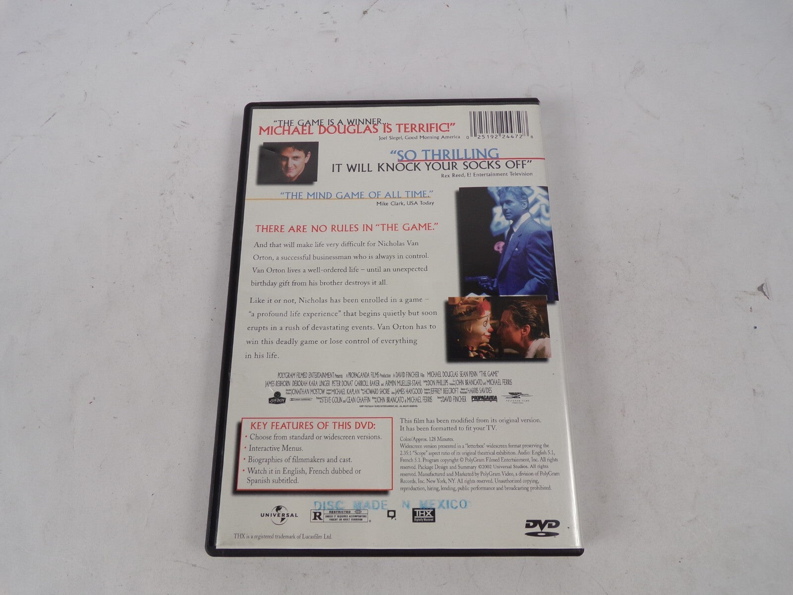 Michael Douglas The Game Sean Penn "A Must-See Thriller A Ture '10!" DVD Movies