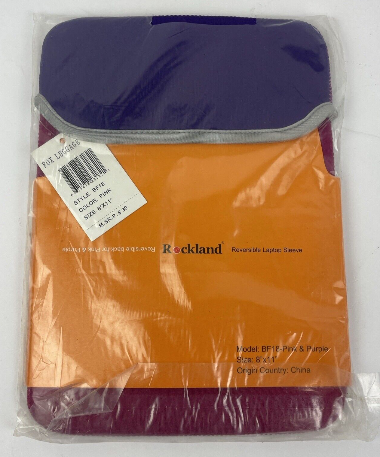 NEW Rockland iPad Reversible Sleeve Neoprene Slimline Design 8"X11" Pink Purple
