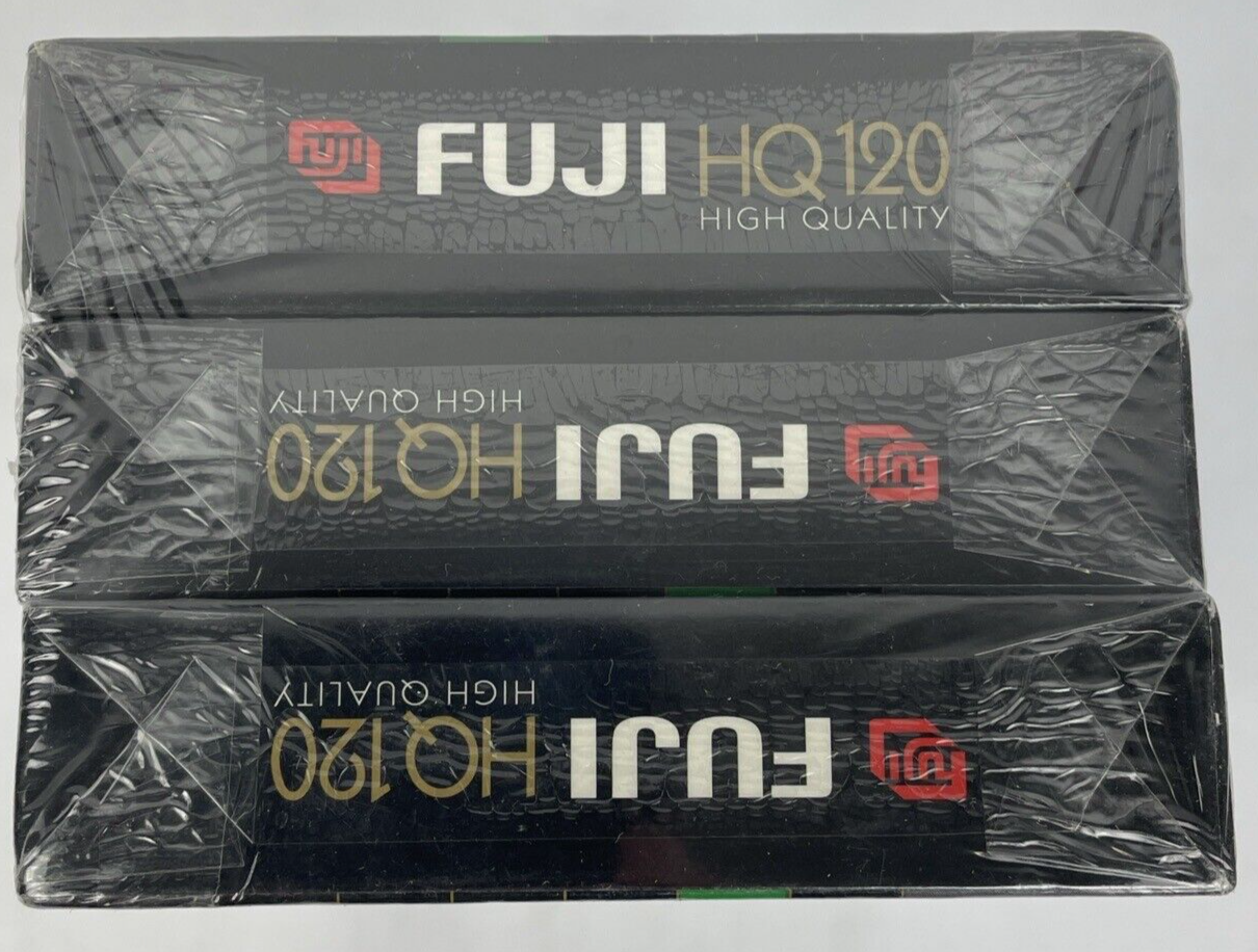 Lot of 3 x FUJI FILM Video Cassette Tapes, 6 Hrs, HQ T-120 High Quality - NEW