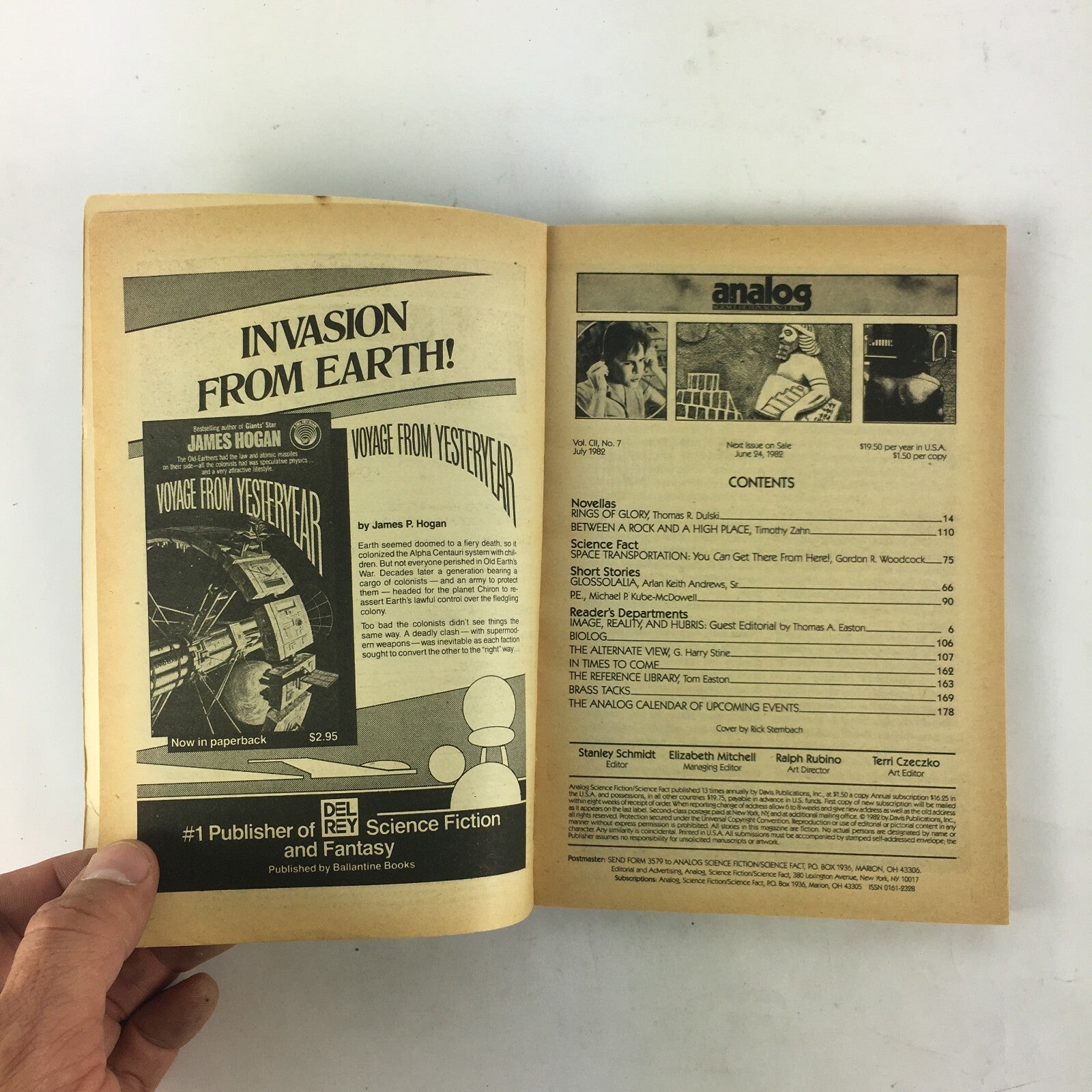 July 1982 Analog Science Fiction Fact Magazine Rings Of Glory Timothy Zahn