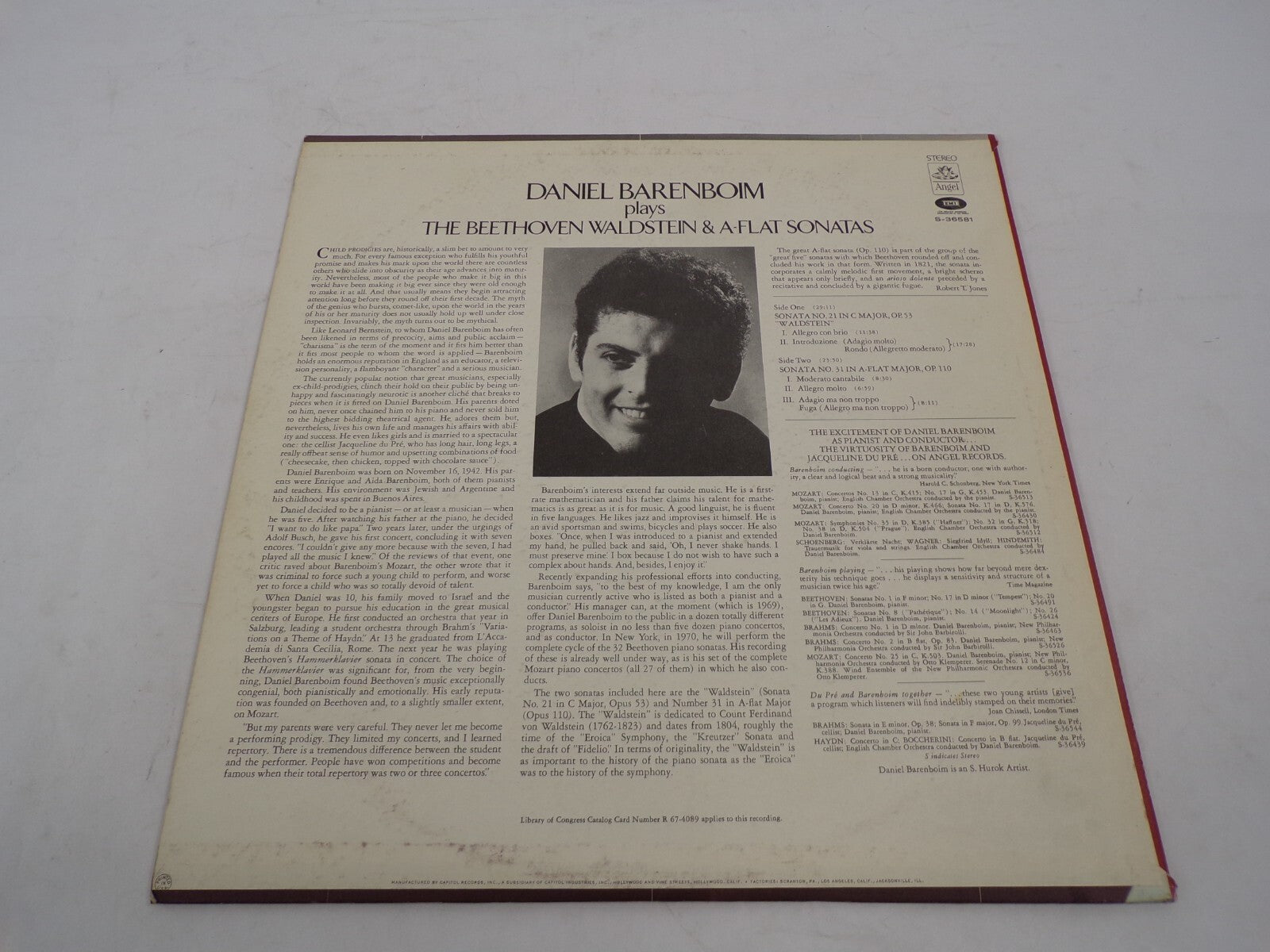 Daniel Barenboi Beethoven Sonatas Stereo Vinyl Record