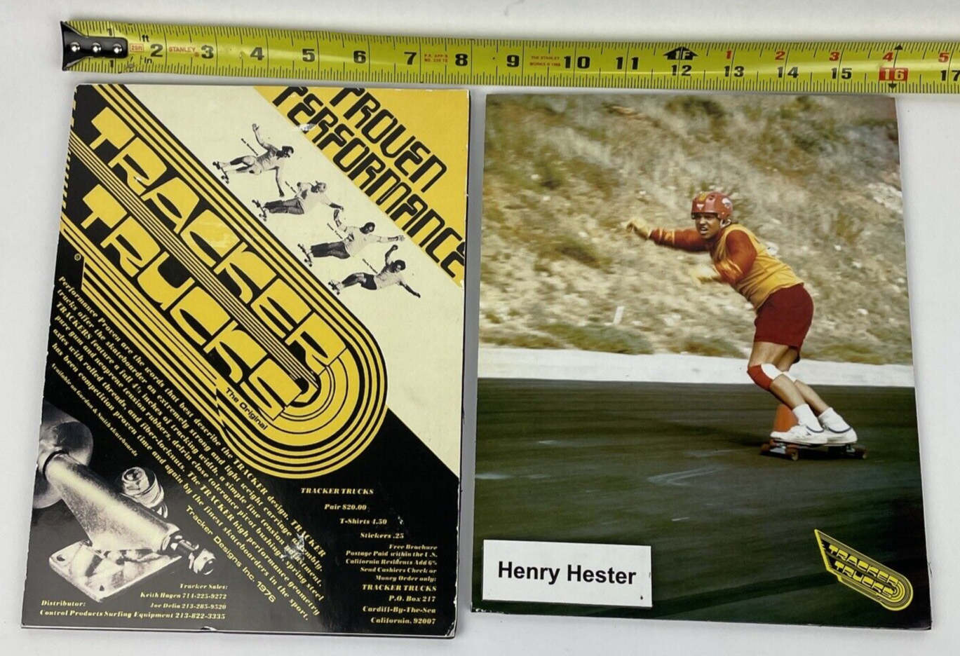 Huge lot of vintage Tracker Trucks trade show display advert proofs and skateboarding memorabilia.
