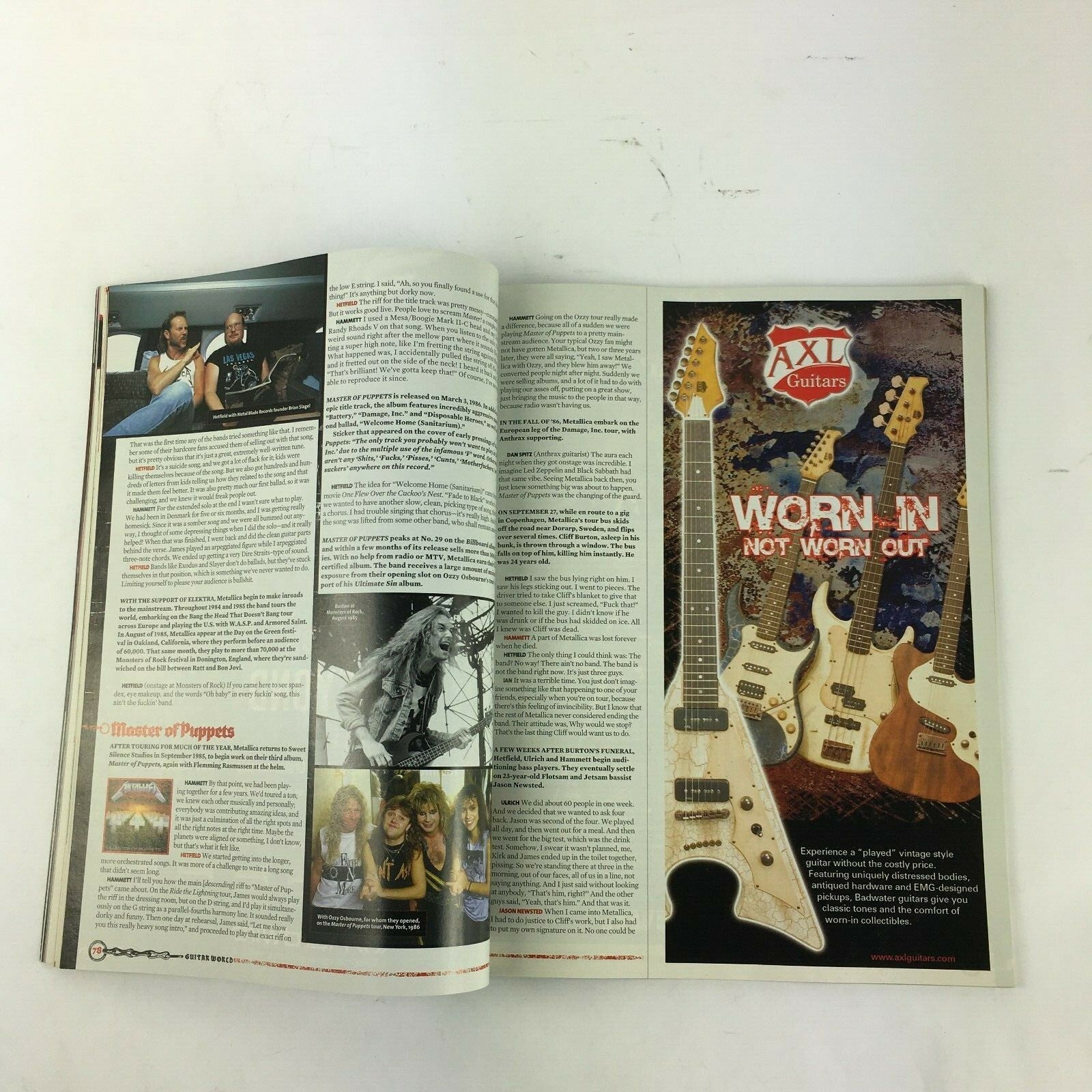 2012 Guitar World Magazine Metallica Do It Old School! James & Kirk Trivium