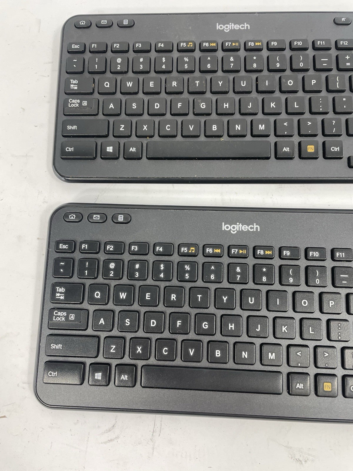 LOT OF 2 Logitech K360 Wireless Keyboard Glossy Black No Dongle Included