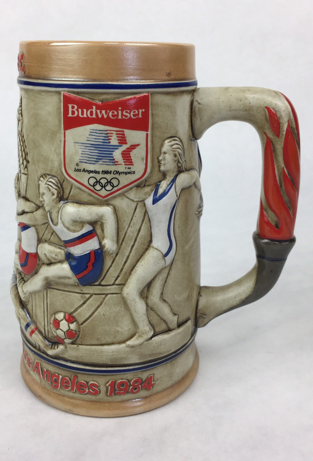 1984Ceramarte Budweiser XXIIIrd OLYMPIC GAMES Los Angeles STEIN~Beer Mug~EXLNT!