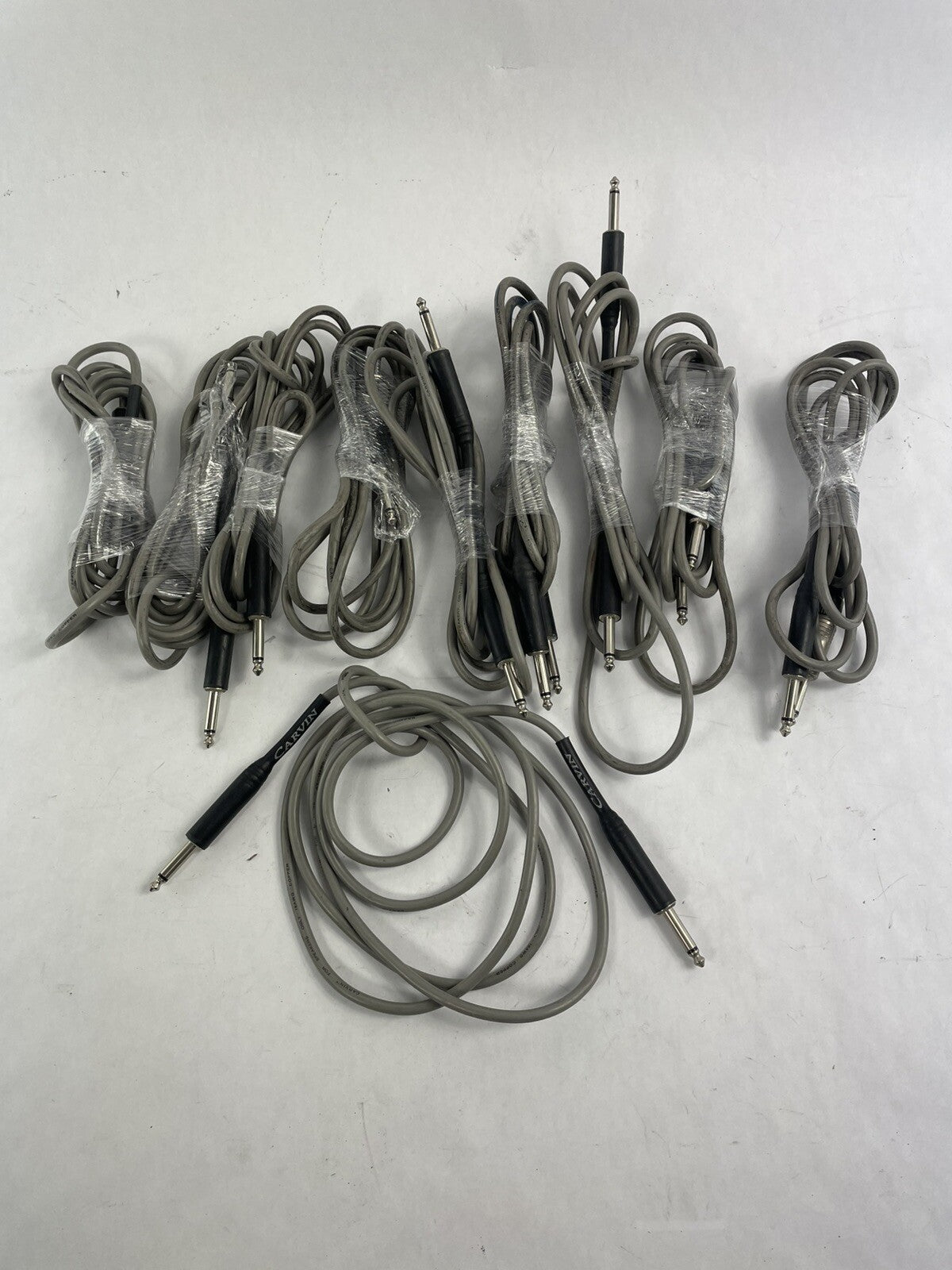 Lot of 10: Carvin 8' speaker cables 90's 1/4 to 1/4 TS plug Male 16 AWG