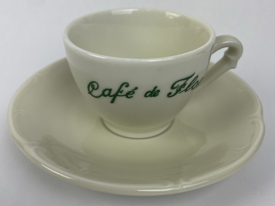 Apilco France Porcelain Cafe De Flore Espresso Cup & Saucer - LOOK