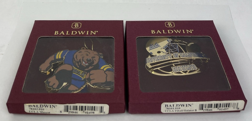 2 x Baldwin UCLA Bruins Christmas Ornament University Of California Los Angeles