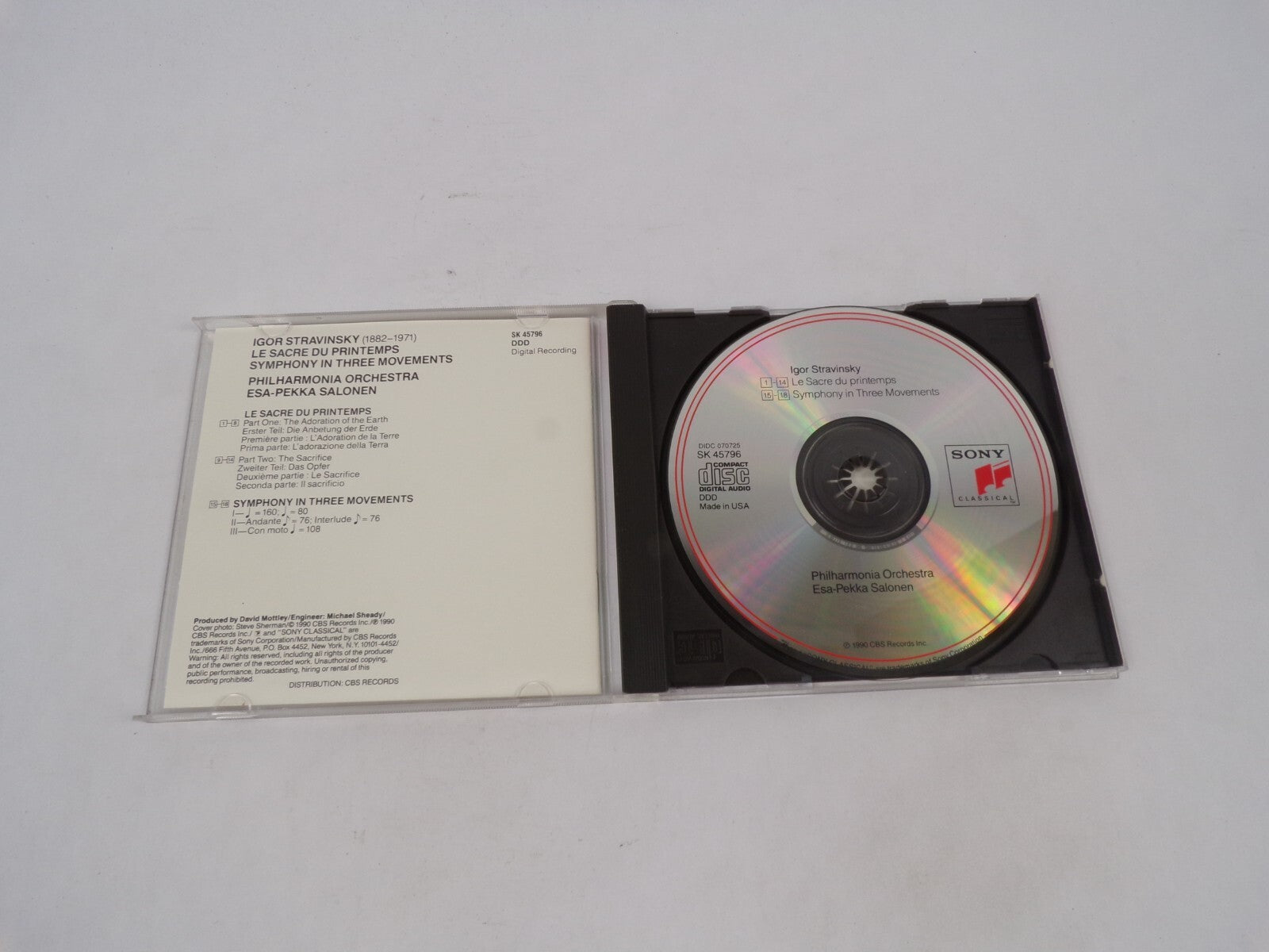 ESA-Pekka Salonen Stravinsky Le Sacre Du Printemps Symphony In Three MovemeCD#69