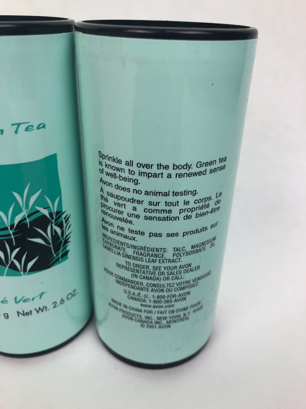 2 x Avon Naturals Green Tea Talc Full Size - 2.6 oz - NEW SEALED - Discontinued