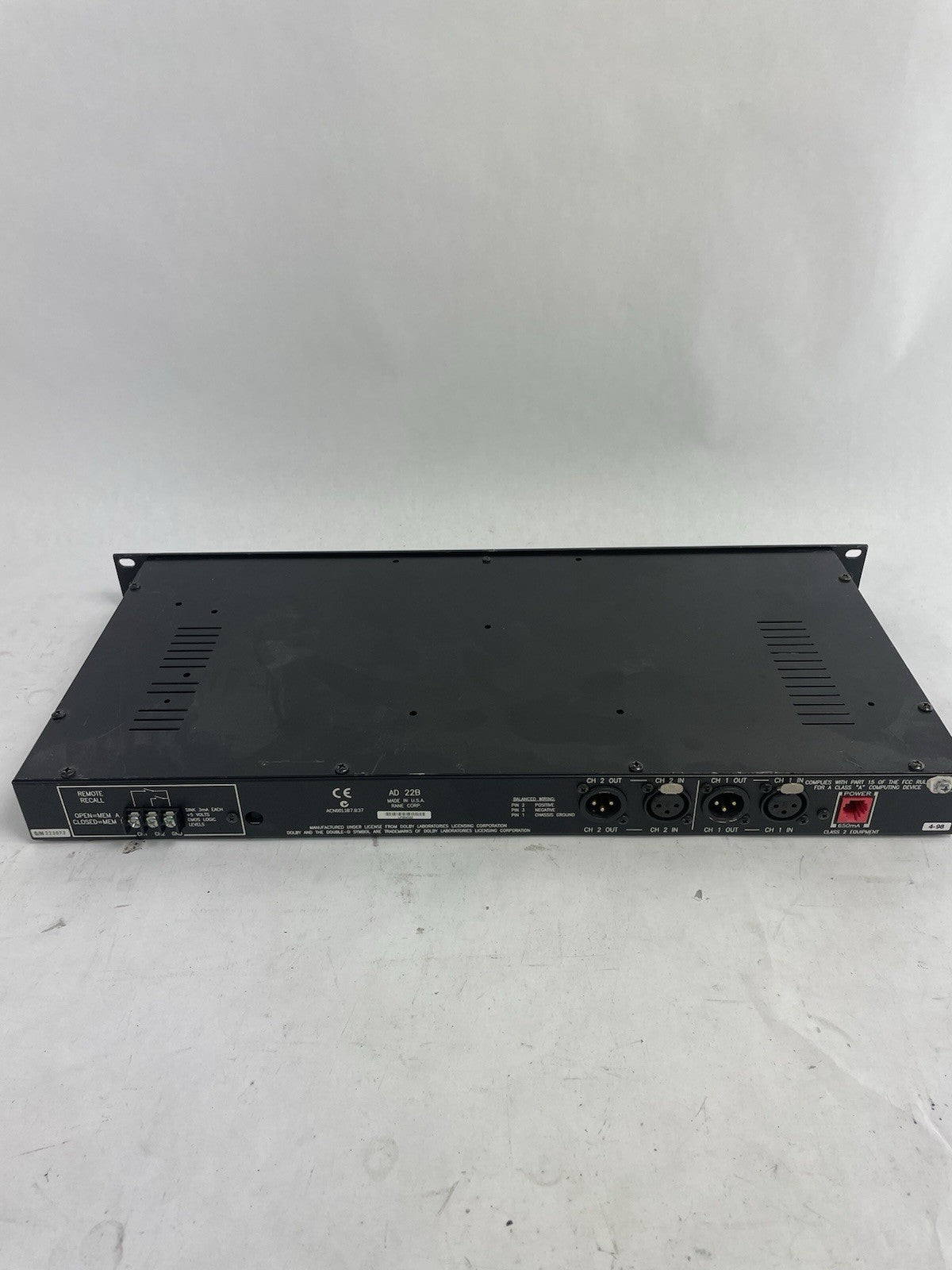 Rane AD22B - Rack Mount Dolby Time Link Digital Delay No PSU