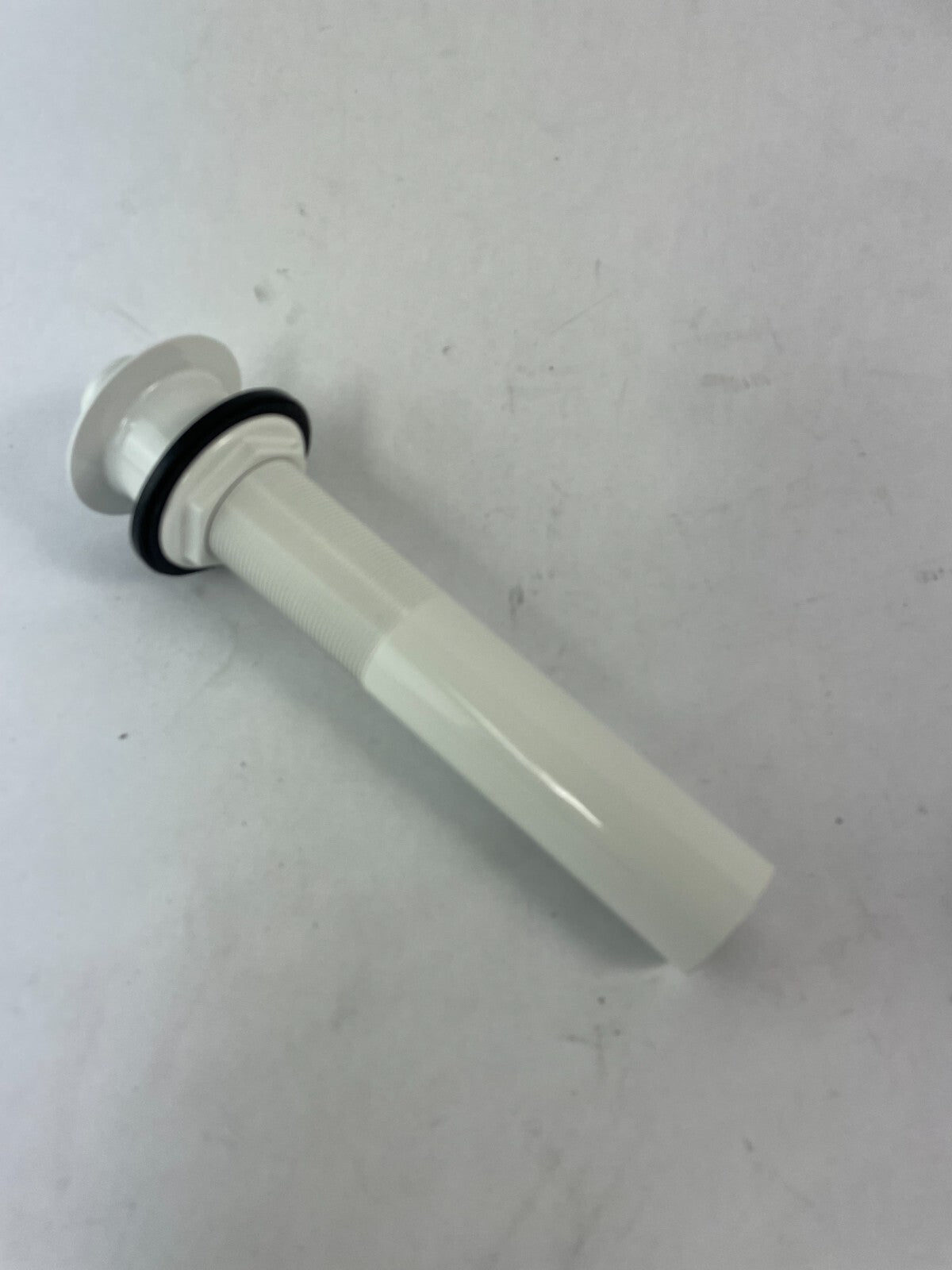 Rubinet 9DPU3WH white exposed lift and turn bathroom sink drain with overflow