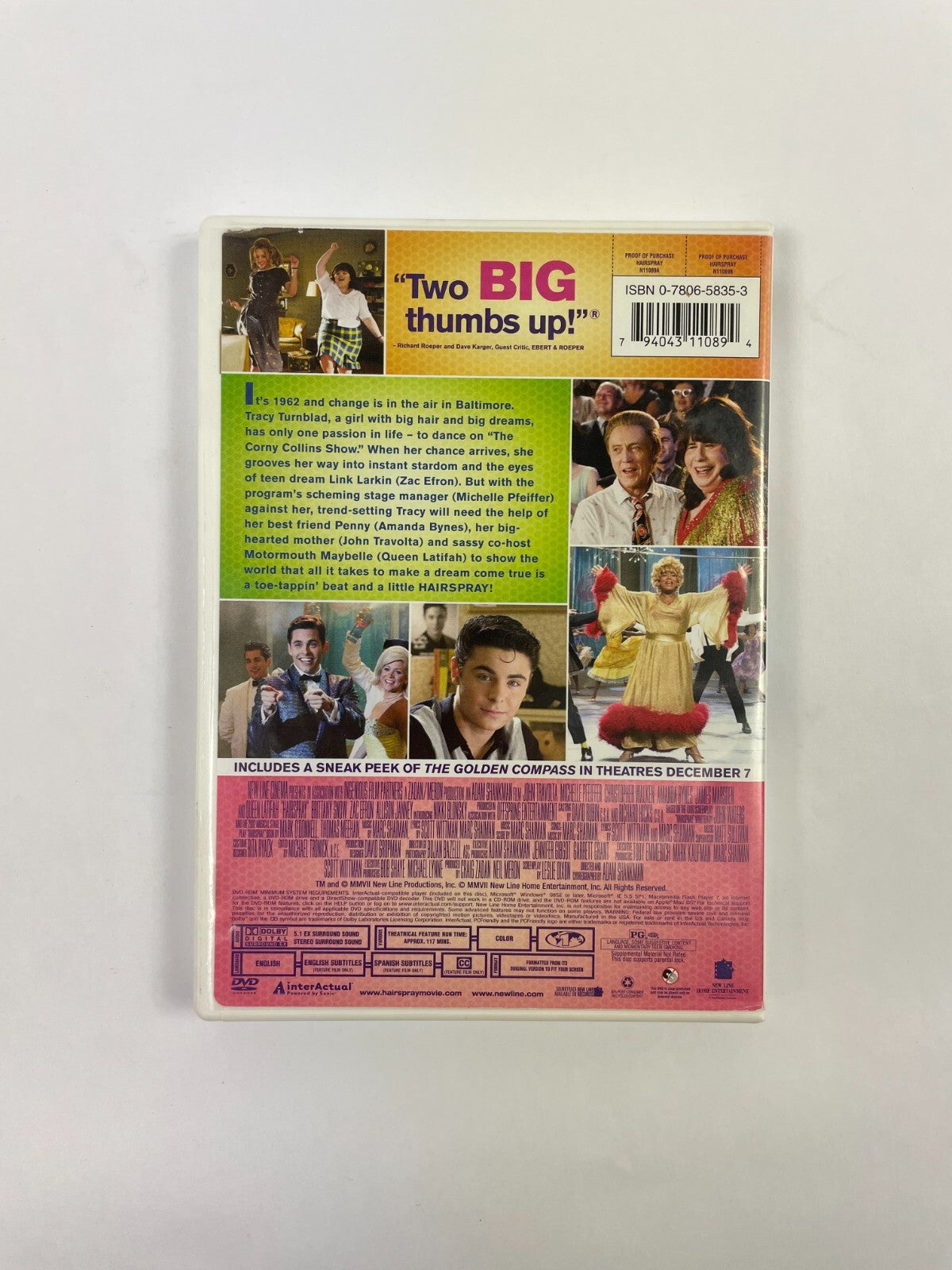Hairspary Snow Efron Kelley Janney Nikki Blonsky Travolta Pfeiffer DVD Movie
