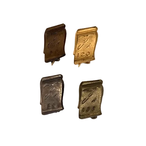 4 Vtg Shorthand Stenography 120.100,80,60 WPM Words Per Minute Lapel Pin Awards