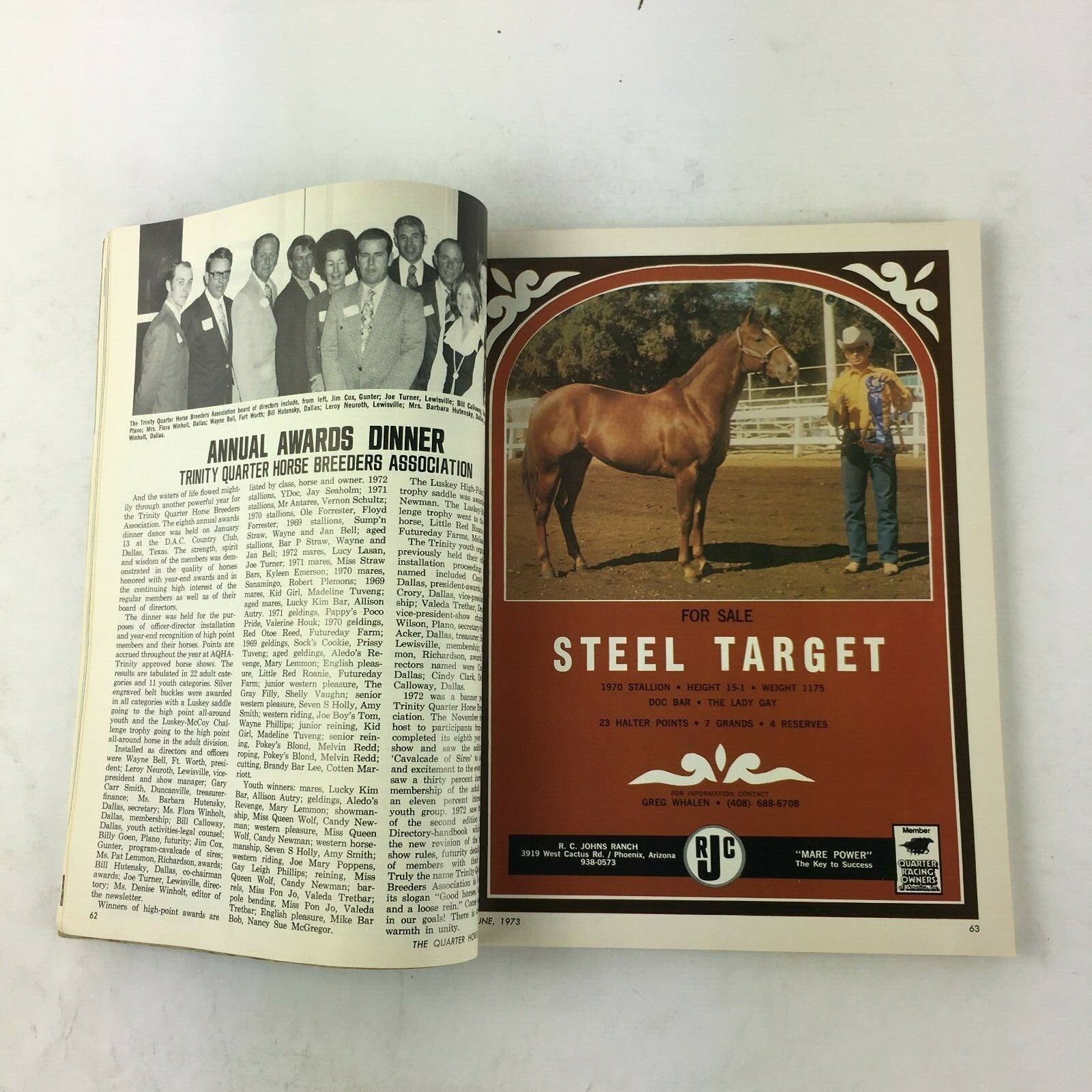 June 1973 The Quarter Horse Journal Magazine Annual Awards Dinner Steel Target