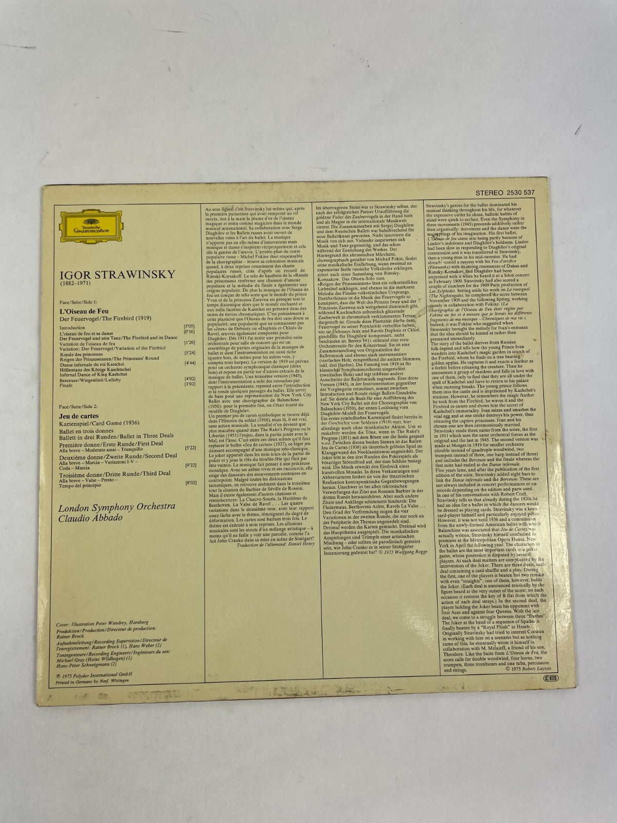 Der Feuervogel Fire Bird Jeu de Cartes London Symphony Orchestra Vinyl Record