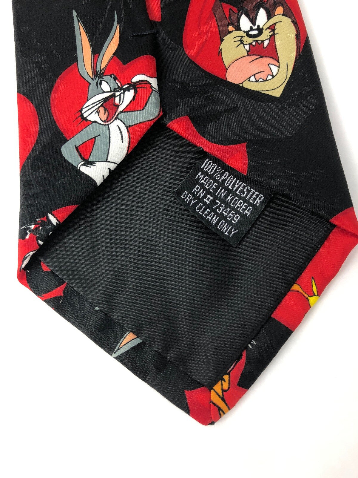 Looney Tunes Mania Heart Valentine Novelty Necktie Vintage 1997 Tweety Taz Bugs