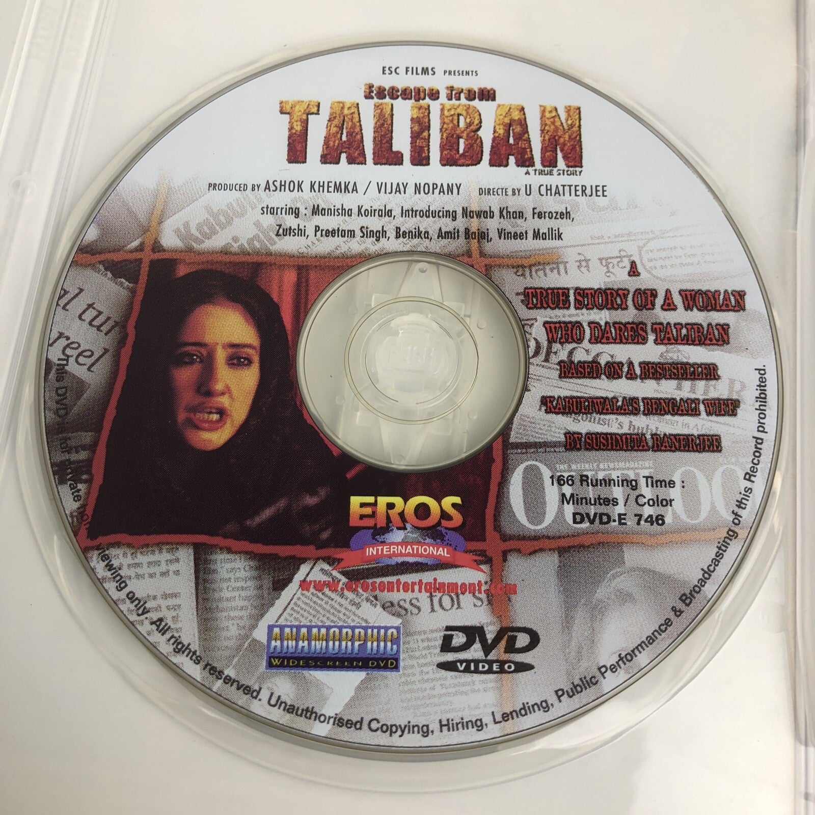 Escape From Taliban - Manisha Koirala, Nawab Khan (DVD, 2000) Eros VGC