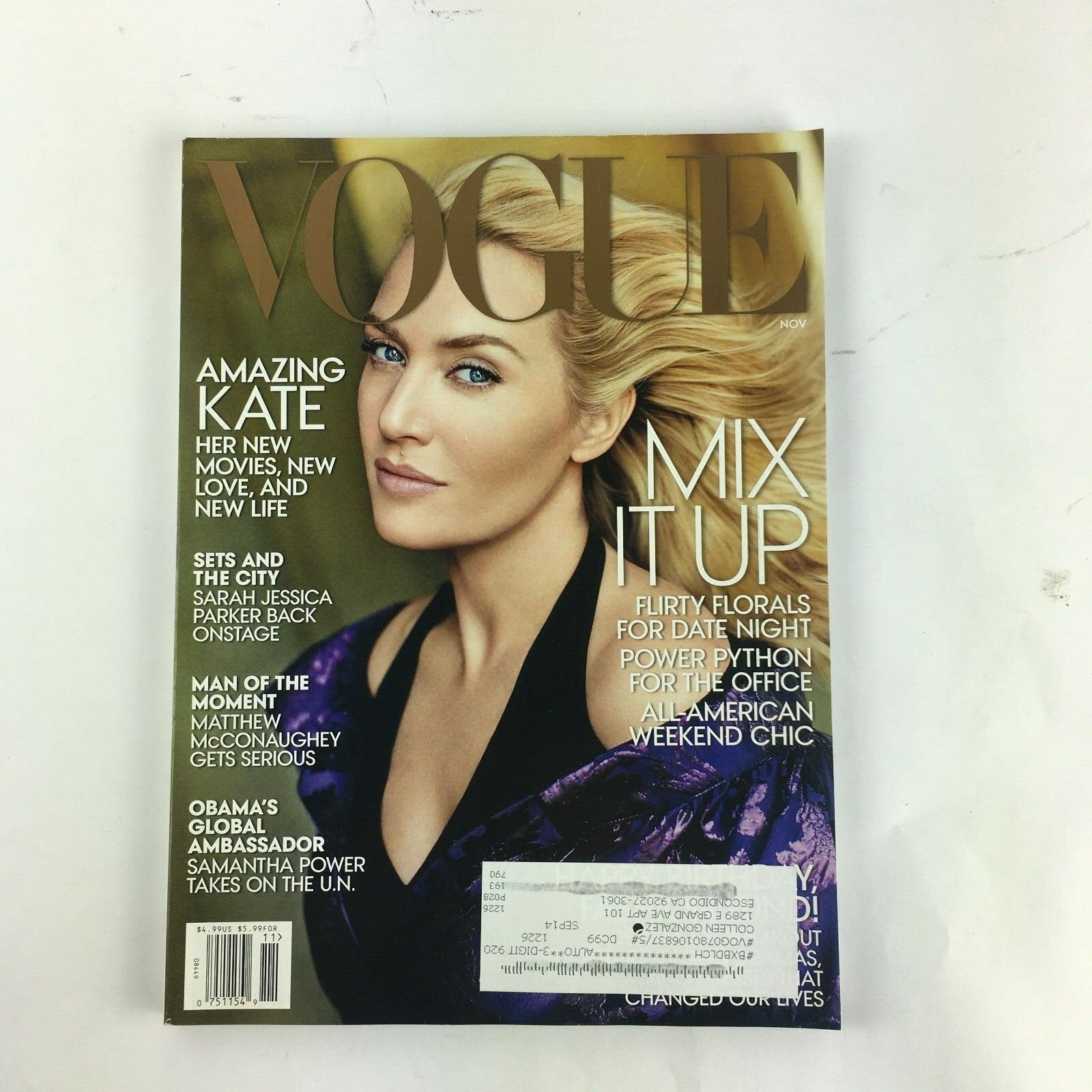 November 2011 Vogue Magazine Amazing Kate Mix It Up Flirty Florals Sets&The City