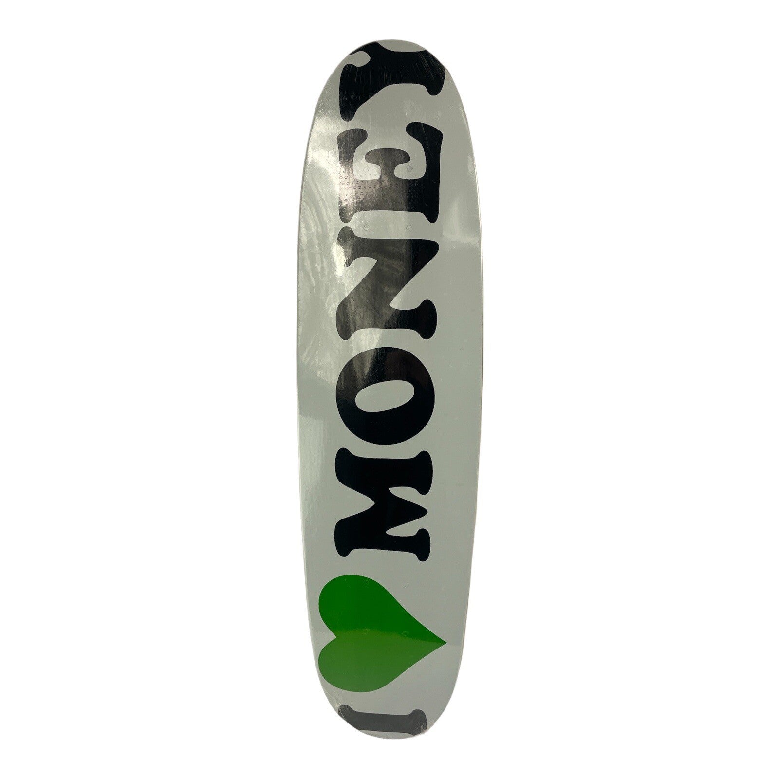 I Love Money old school cruiser skateboard deck 7 x 29 inches made from 6-ply maple with graphic artwork.