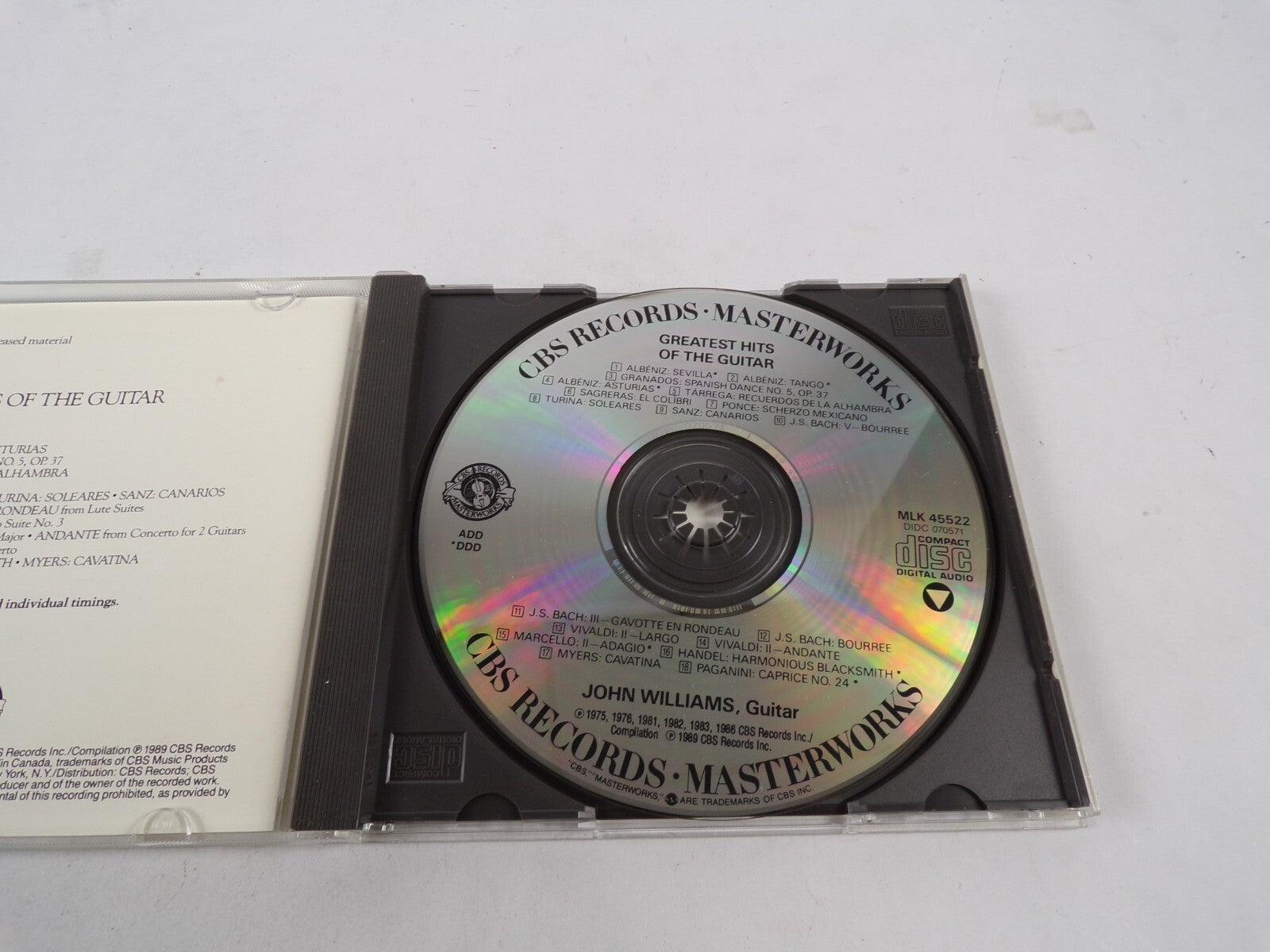 Guitar Greatest Hits 18 Favorites By Albeniz Bach Graados Handel Tarrega CD #43