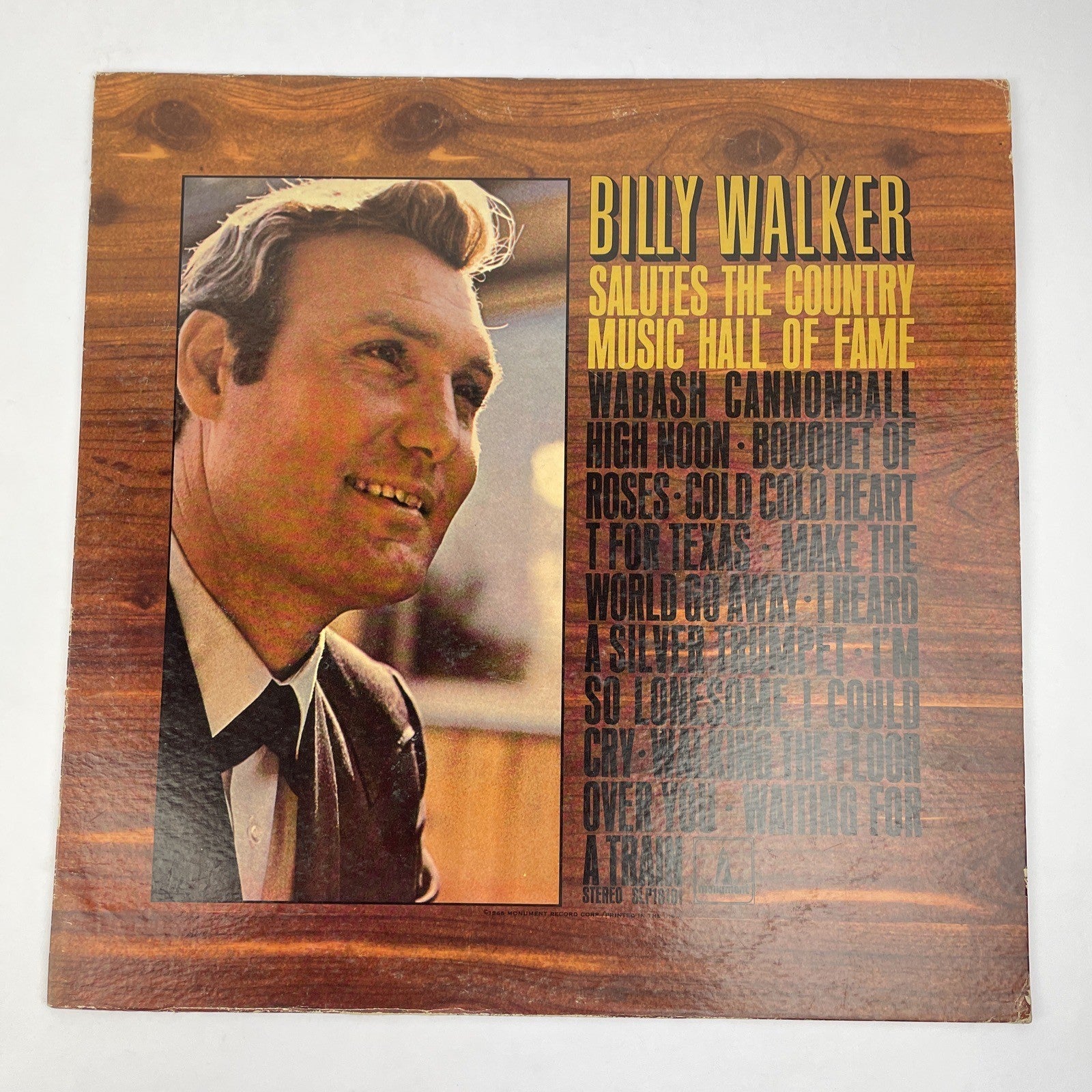 Billy Walker Salutes the Country Music Hall of Fame '68 Vinyl LP SLP18101 VGC