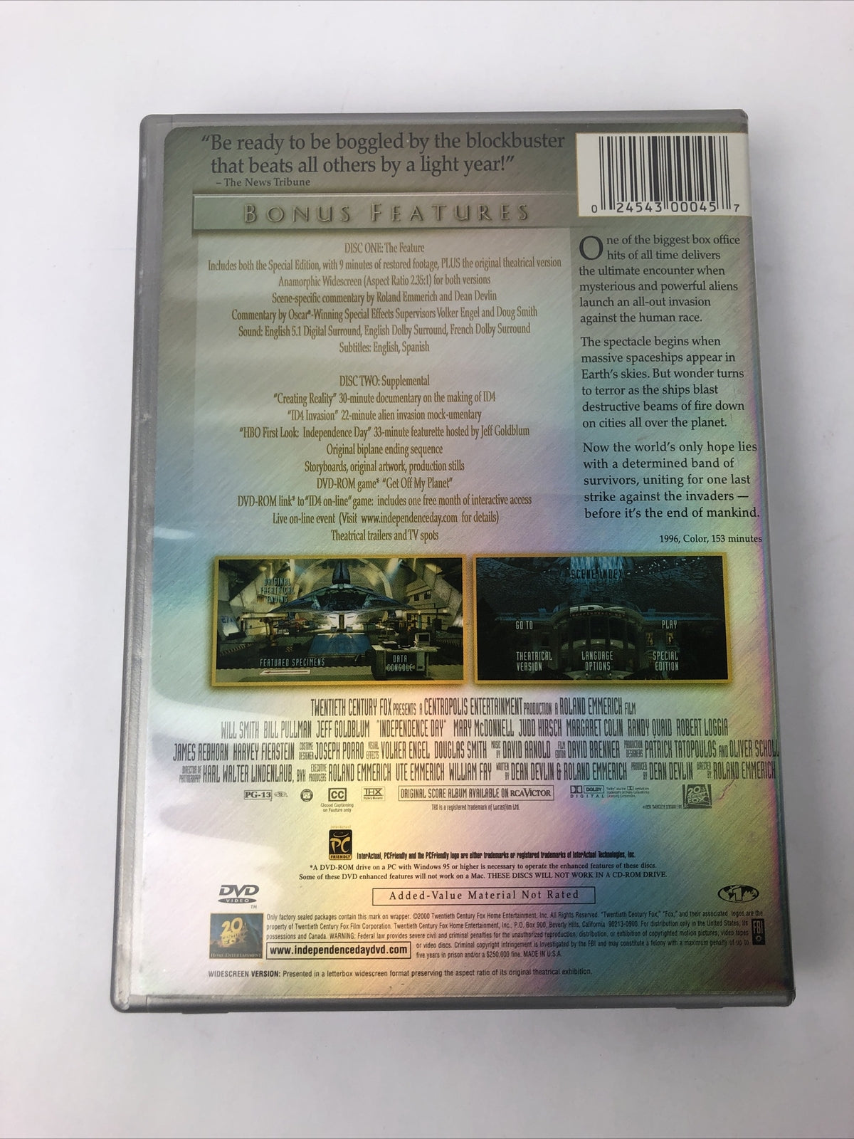 Independence Day (DVD, 2000, 2-Disc Set, Five Star Collection)