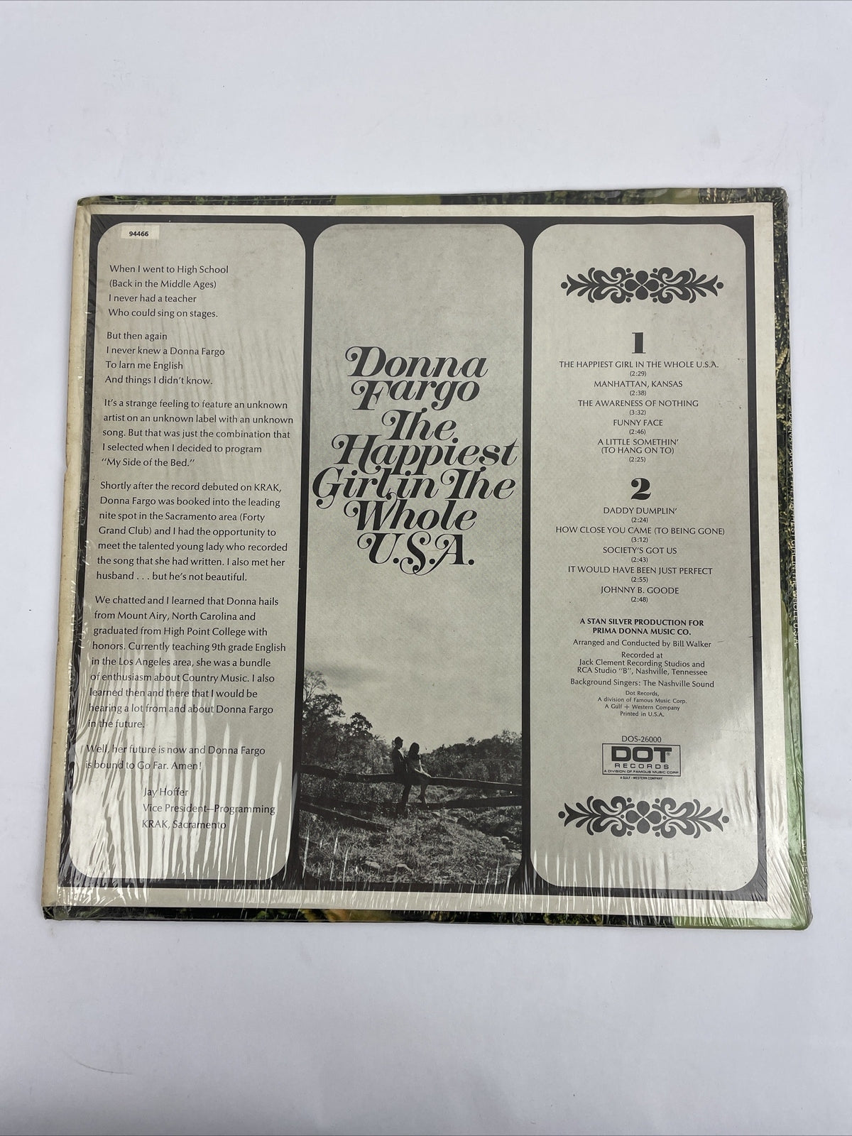 1972 Donna Fargo Happiest Girl In The Whole USA Record 12" Vinyl LP 33 RPM