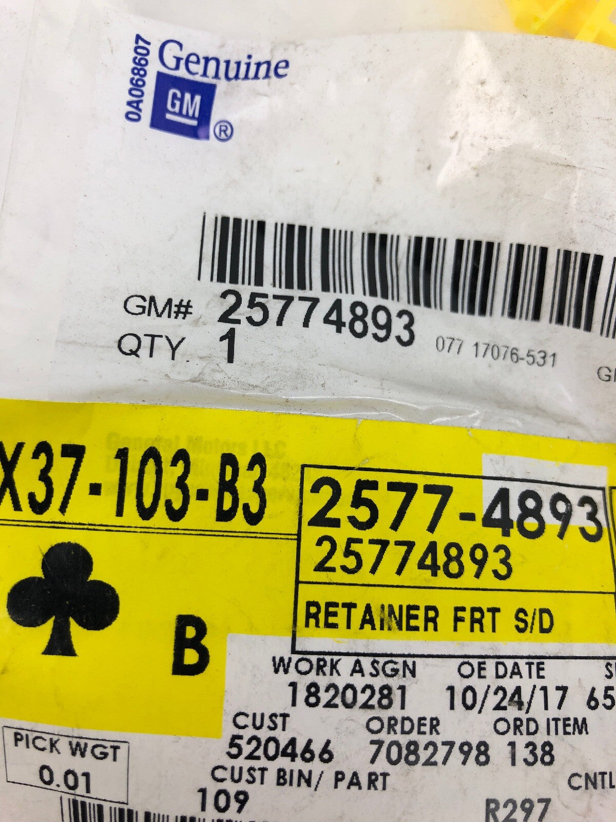 Genuine GM OEM Exterior-Rear-Lower Molding Clip Part # 25774893- FSTSHP